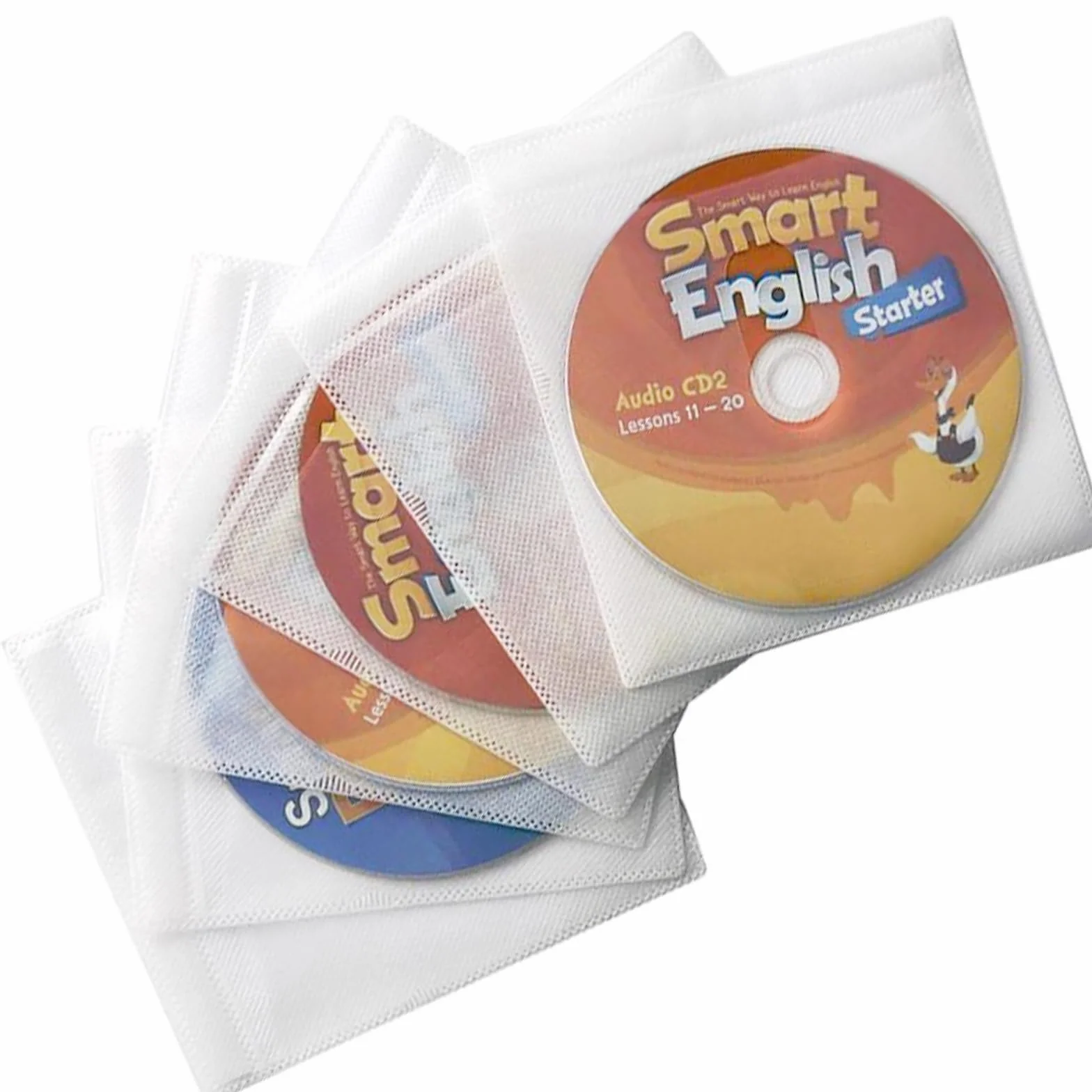 Boîtiers de rangement pour CD/DVD - Double face - Plastique standard - Blanc - Lot de 200