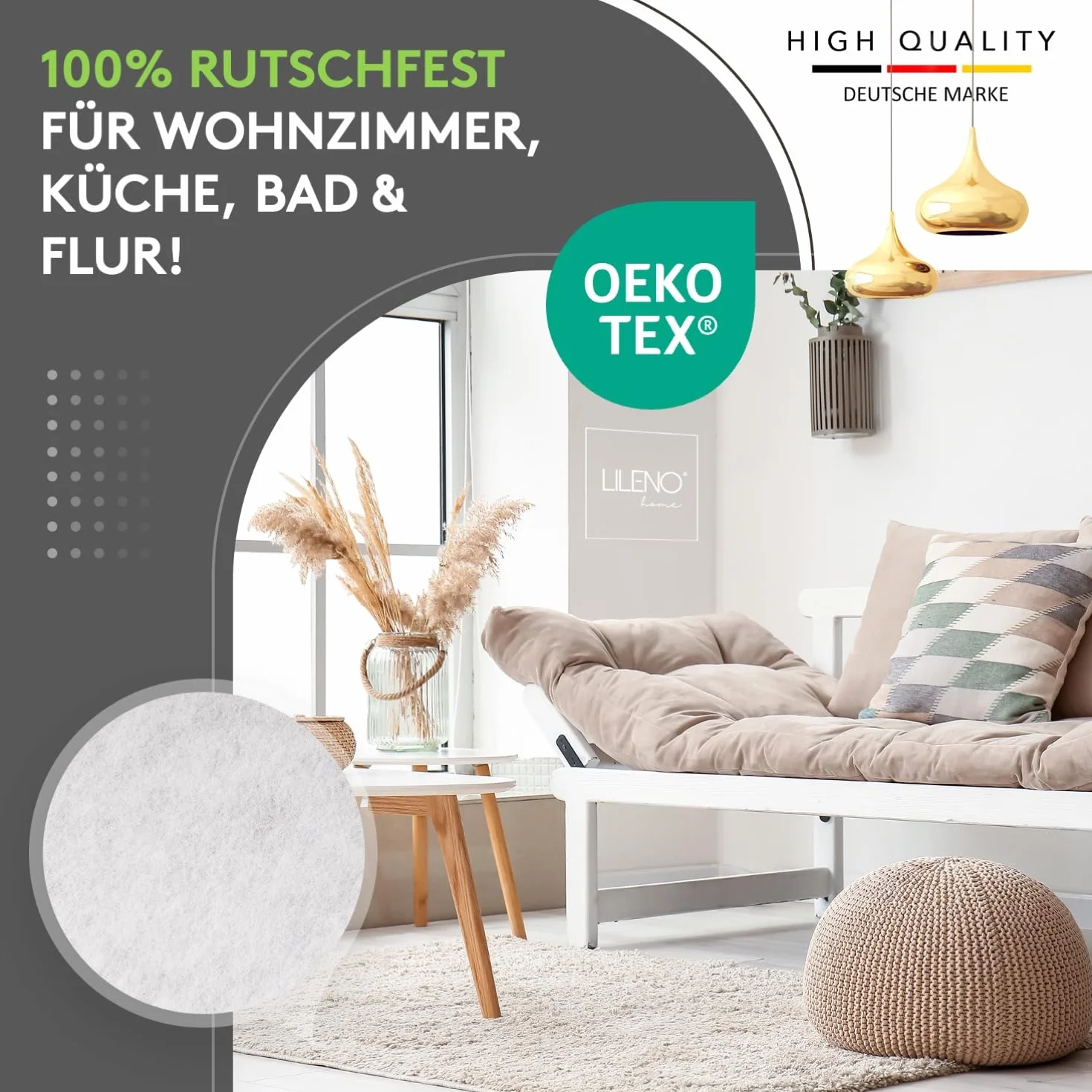 Tapis Antidérapant LILENO HOME 80 x 150 cm Non-Tissé Fin Découpable Universel