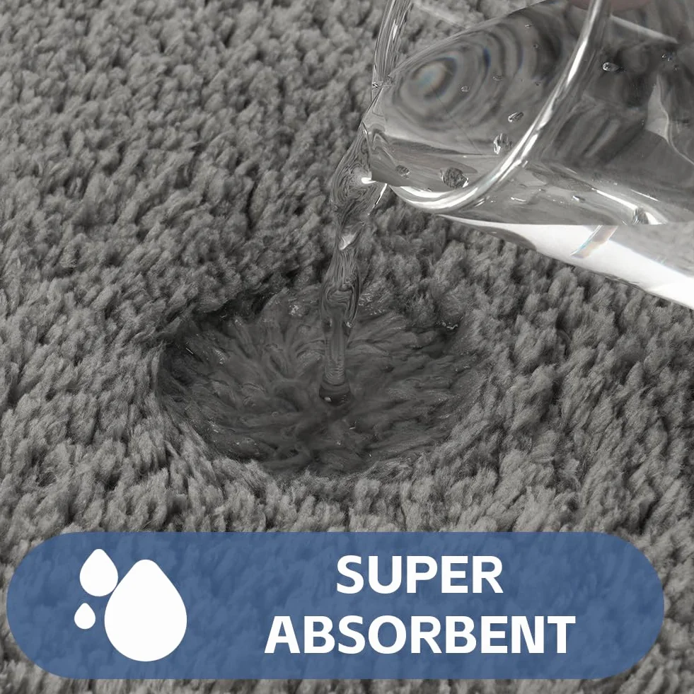 Tapis de toilette absorbant microfibre antidérapant U 50x40 cm gris