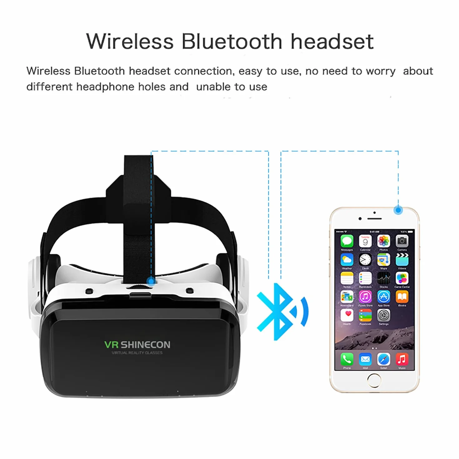 LONGLU Zestaw słuchawkowy 3D do wirtualnej rzeczywistości kompatybilny z iPhone 16 15 Pro Max Mini X R 12 11, Samsung 4,7-6,7", Android, okulary wirtualnej rzeczywistości 3D, do filmów i gier wideo