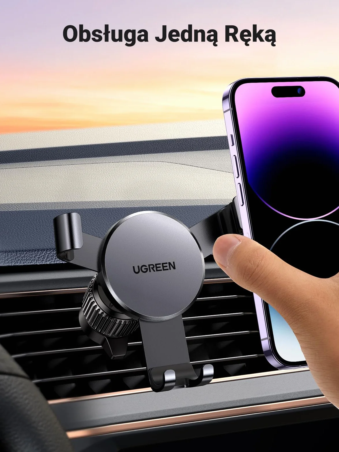 UGREEN Uchwyt Samochodowy na Telefon 2022 Ulepszony Odpowietrznik Hak na Ogon Kompatybilny z iPhone 14 13 12 Pro Max XR Galaxy S22 S21 S20 Huawei P30 P20 itp.
