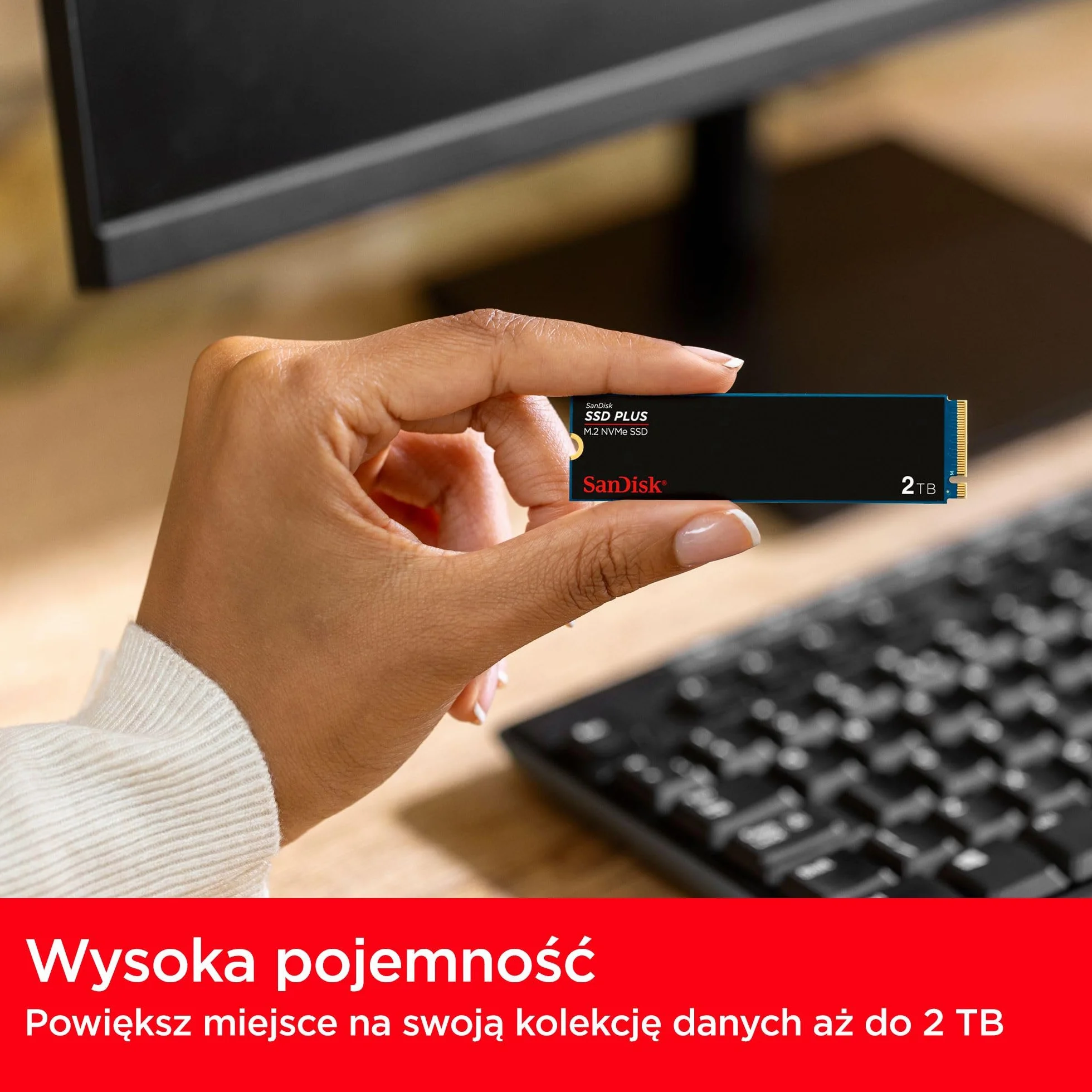 SanDisk SSD Plus 500 GB M.2 NVMe SSD, wewnętrzny SSD, PCIe Gen 3, M.2 2280, łatwa instalacja, 3 lata