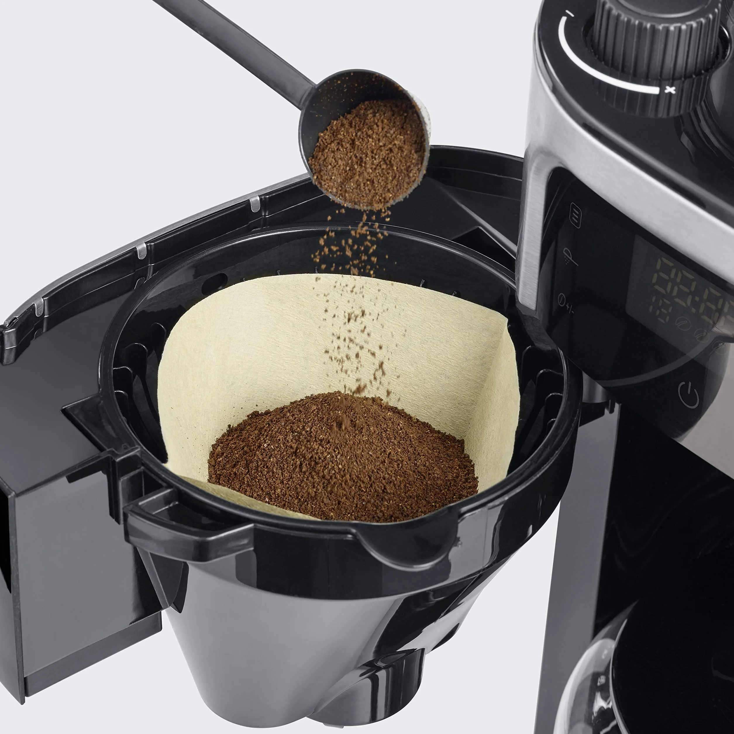 SEVERIN Cafetière Filtre Avec Broyeur, 1 000W, 1,4L, Jusqu'à 10 tasses, Sélecteur d'arôme, Ecran tactile, Inox Brossé/Noir,KA 4813, 43.50