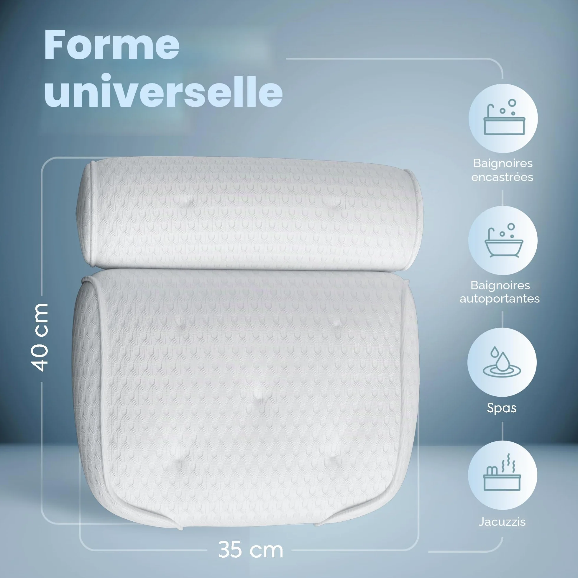 Coussin Baignoire • Coussin de bain Ergonomique & décontractant pour les muscles Premium • Oreiller de Bain • Nouvelle mousse spéciale 5D • Design Allemand • Oreiller bain avec Technologie 5D Air Mesh