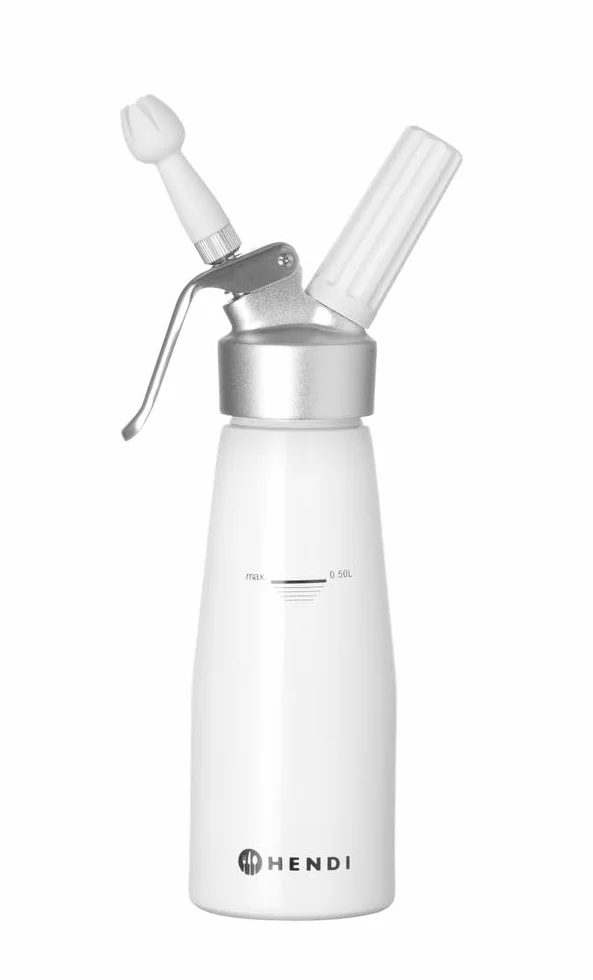 HENDI Siphon à Chantilly 500ml Aluminium Blanc ø80x260mm avec 3 Douilles et Brosse de Nettoyage