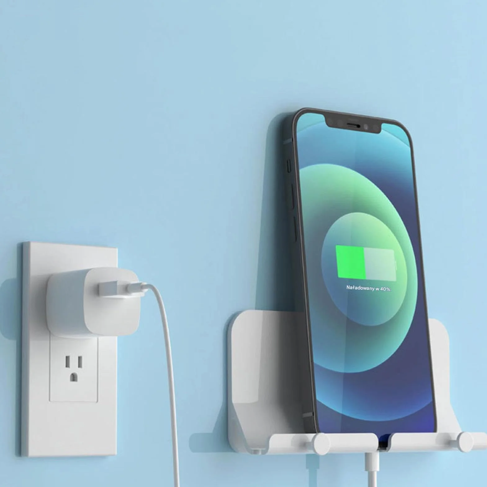 Wall Mount Phone Holder, Cell Phone Wall-Mounted Stand, Non-Slip Shelf Rack Storage Organizer for Living Room, Cabinet, Shower, Garage, Home