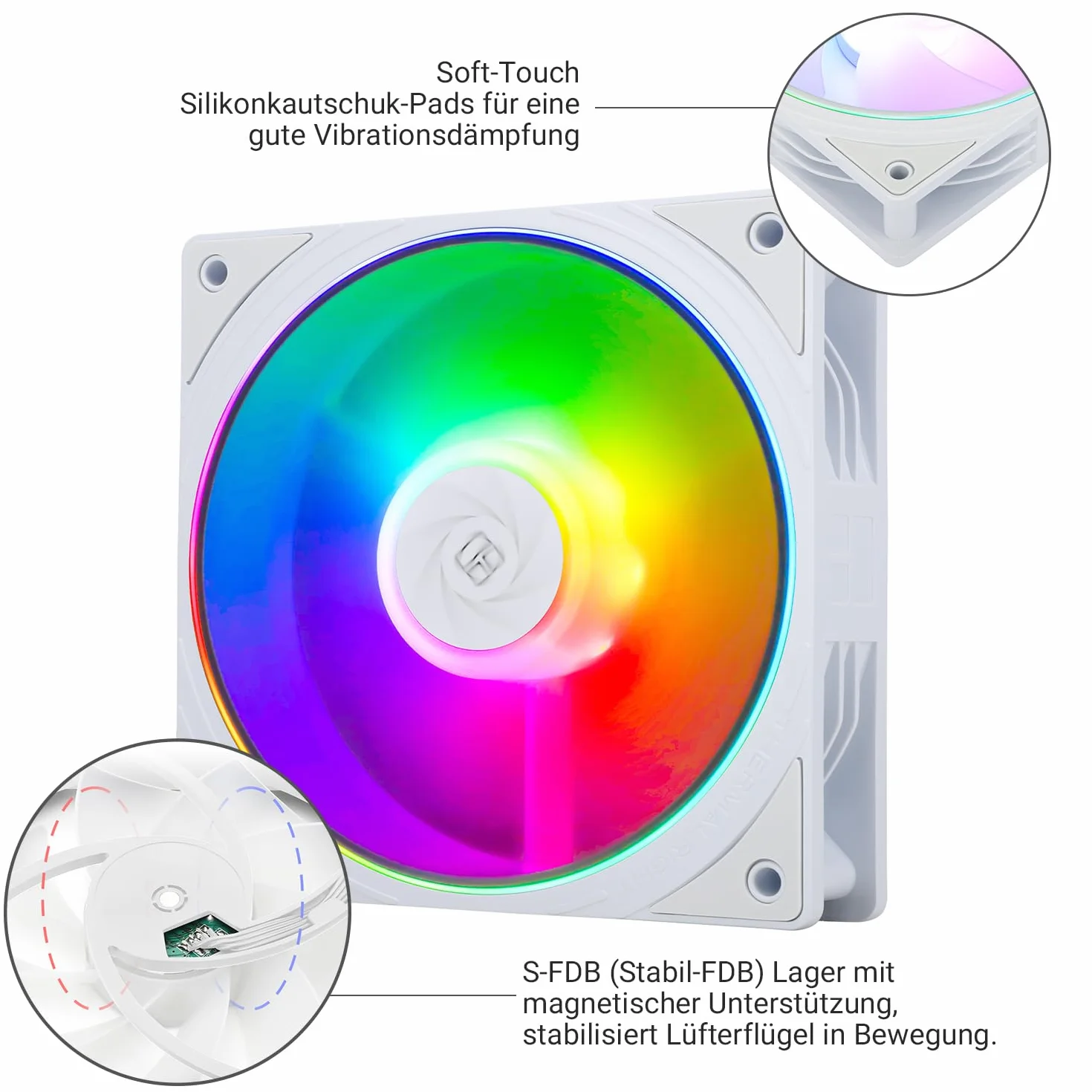 Thermalright TL-S12W-S CPU Fan 120 mm Case Fan ARGB, 4-stykowe złącze PWM, cichy wentylator komputerowy z łożyskiem S-FDB, do 1500 obr./min (3 sztuki)
