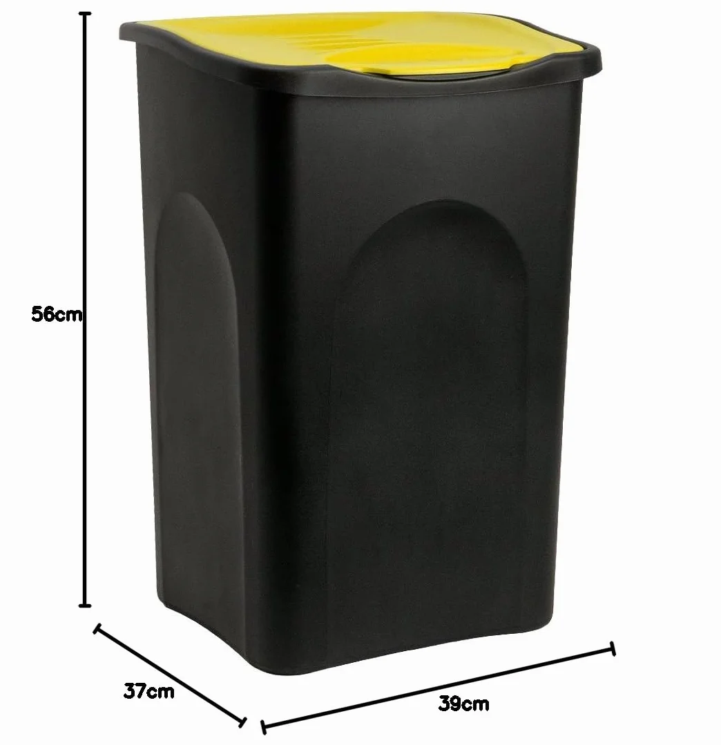 Deuba Poubelle tri sélectif 50L couvercle basculant sans odeur cuisine salle de bain