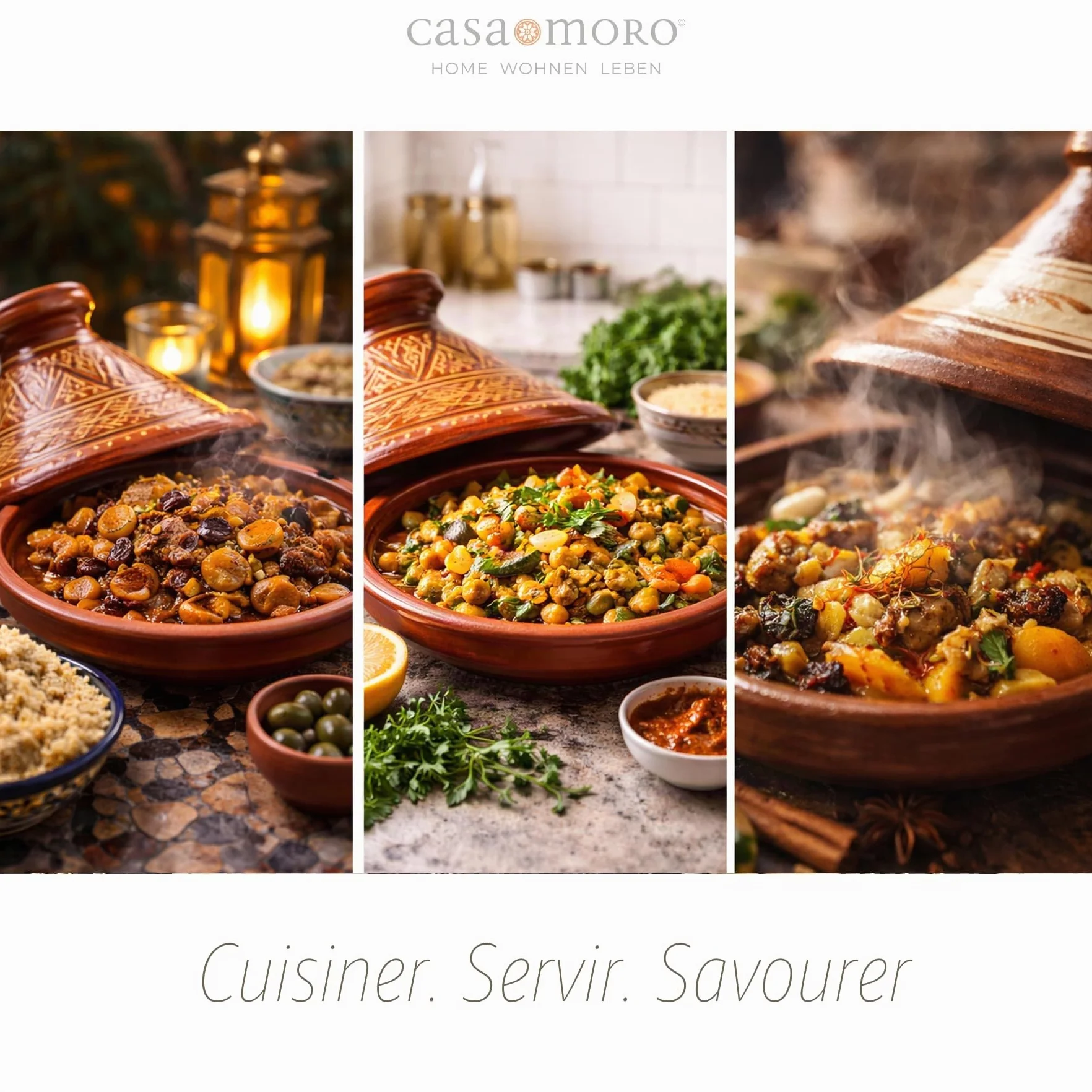 Casa Moro MT7071 Tajine Agadir marocain Ø 34 cm émaillé | Cuisiner jusqu'à 6 personnes | Qualité supérieure | Pot en argile de Marrakech