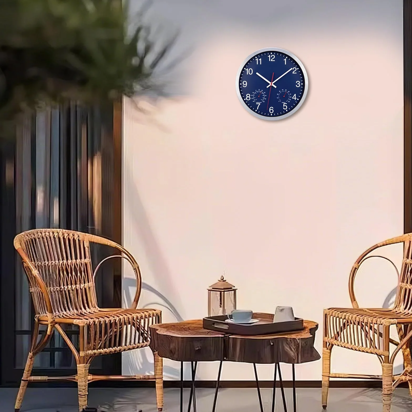 ACCSHINE Horloge Murale Extérieure 30 cm étanche avec Affichage Température Humidité