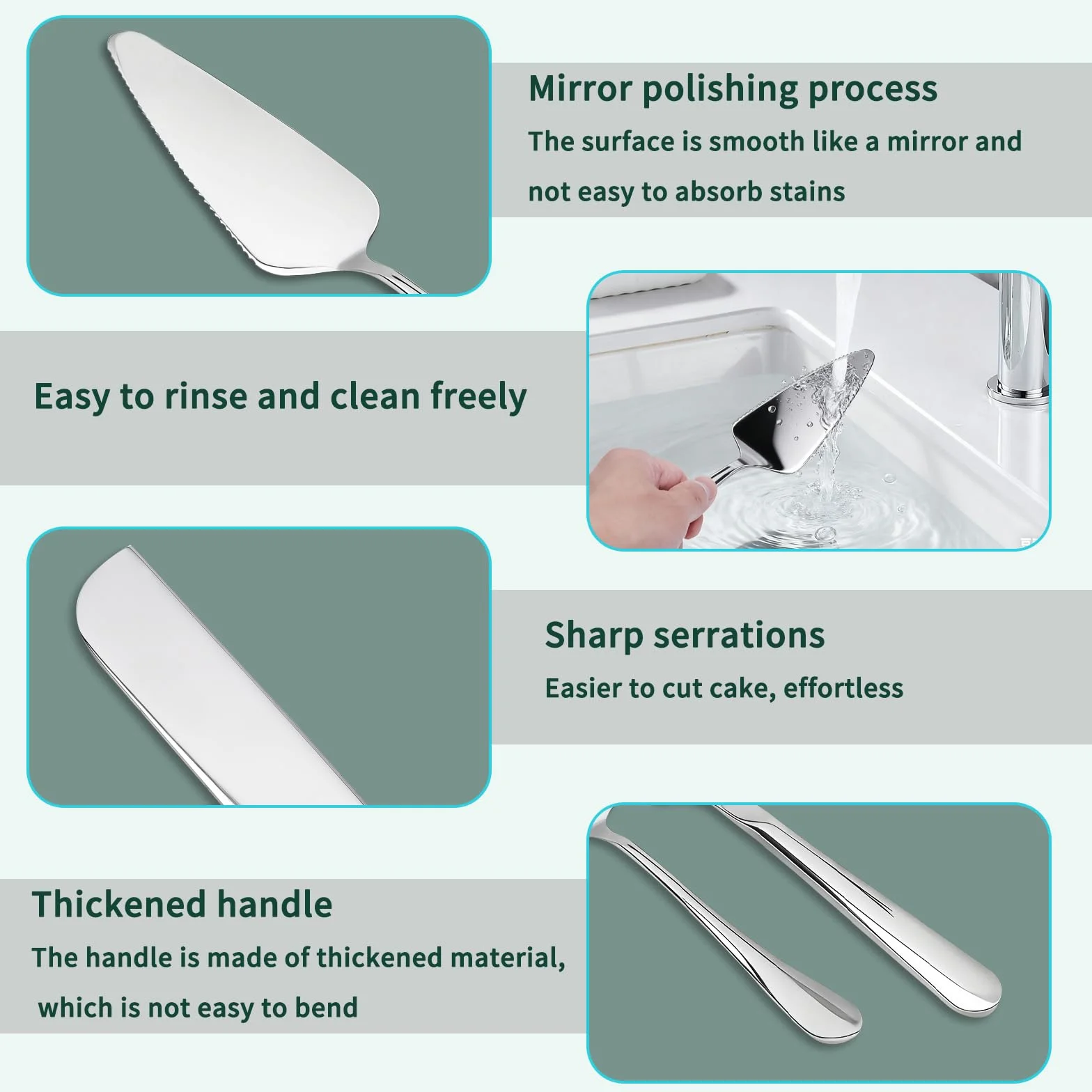 VOSSOT Set de Tamis à Gâteau en Acier Inoxydable - Couteau 27CM + Spatule Long Manche - Argent