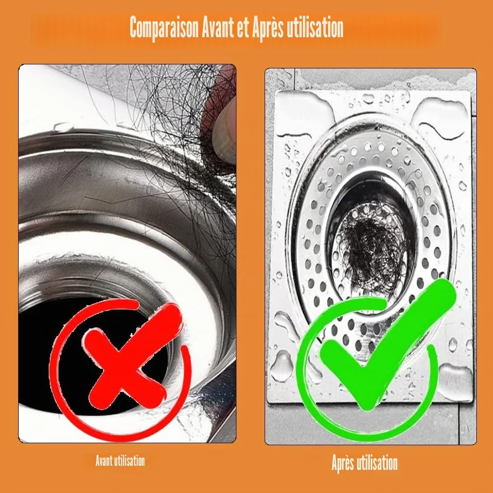 Filtre évier Cuisine INOX Tamis lavabo Cheveux Douche Vidange Grille Evier Drain Lavabo Baignoire Bonde