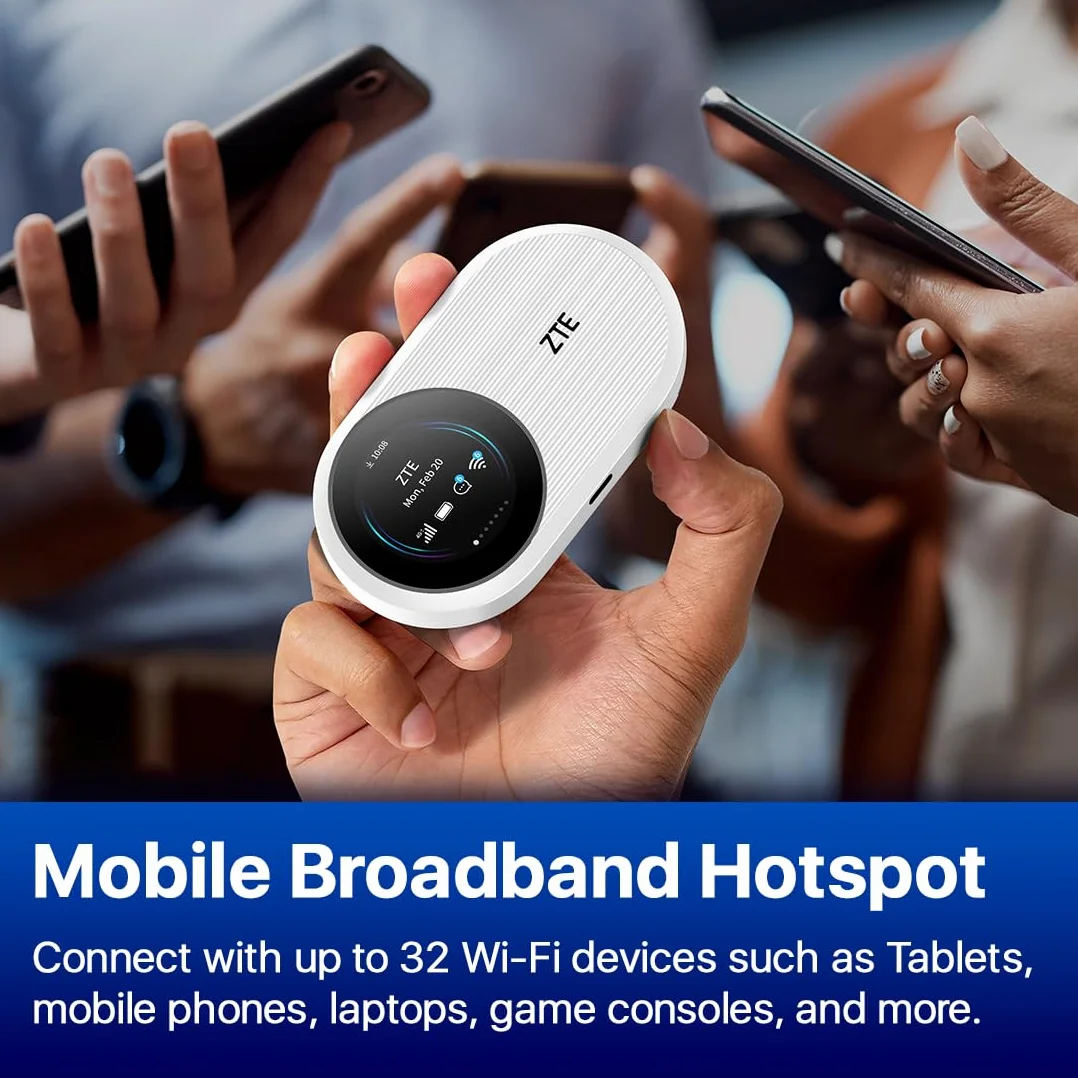 ZTE U10S Pro Wi-Fi 6 GHz Wi-Fi 4 router, 4G + LTE, 32 urządzenia, akumulator 10 godzin, globalny, 2,4 GHz, 5 GHz, biały