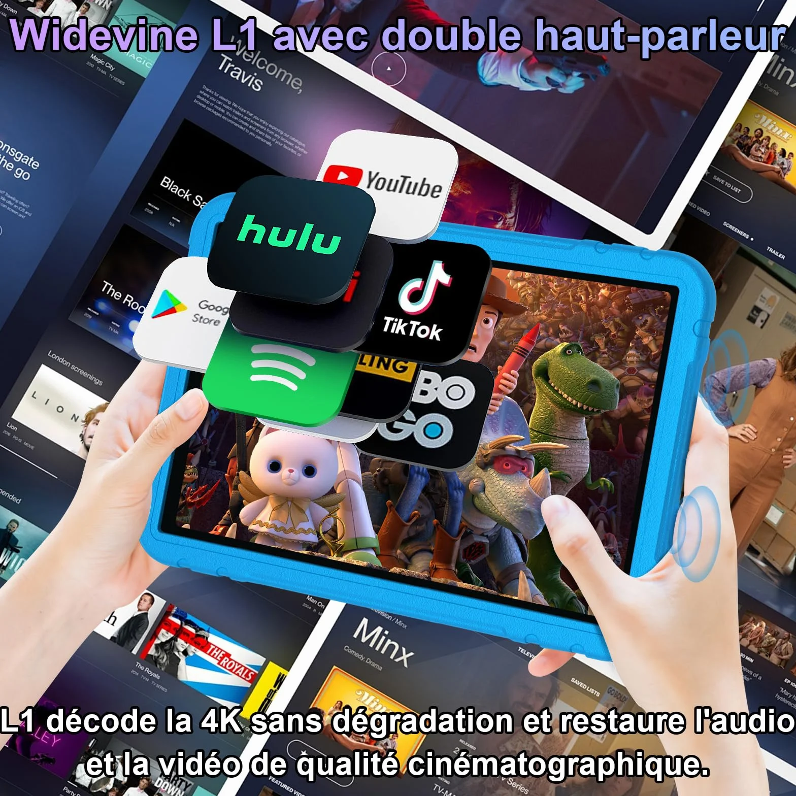 Tablette Enfants 10 Pouces Android 15 30+128 Go WiFi 6 8000 mAh Octa-Core Bleu