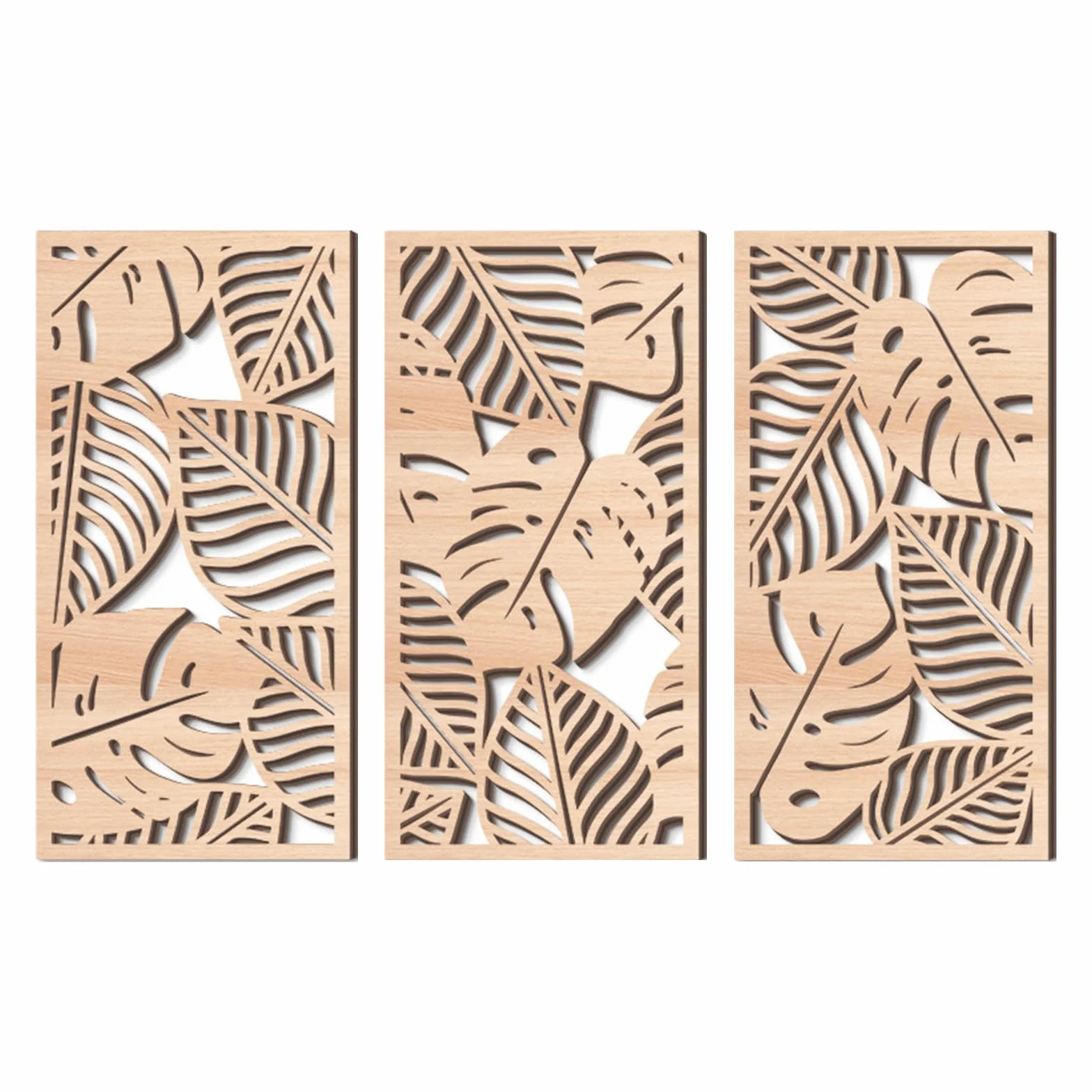 Rongxze Décoration murale bohème 3 motifs feuilles 40 x 20 cm Style naturel