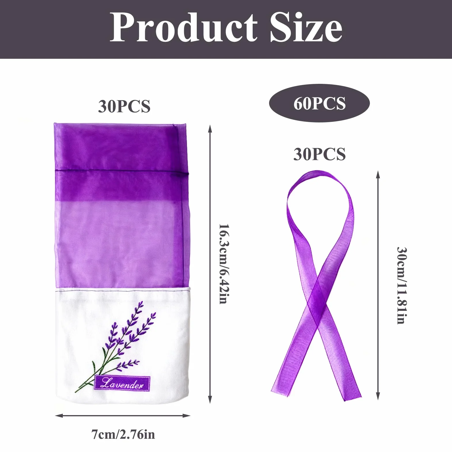 Sachets Lavande Vides 16,5 x 7 cm, Sacs Cordon de Serrage en Tissu pour Tiroirs Armoires Herbes Épices