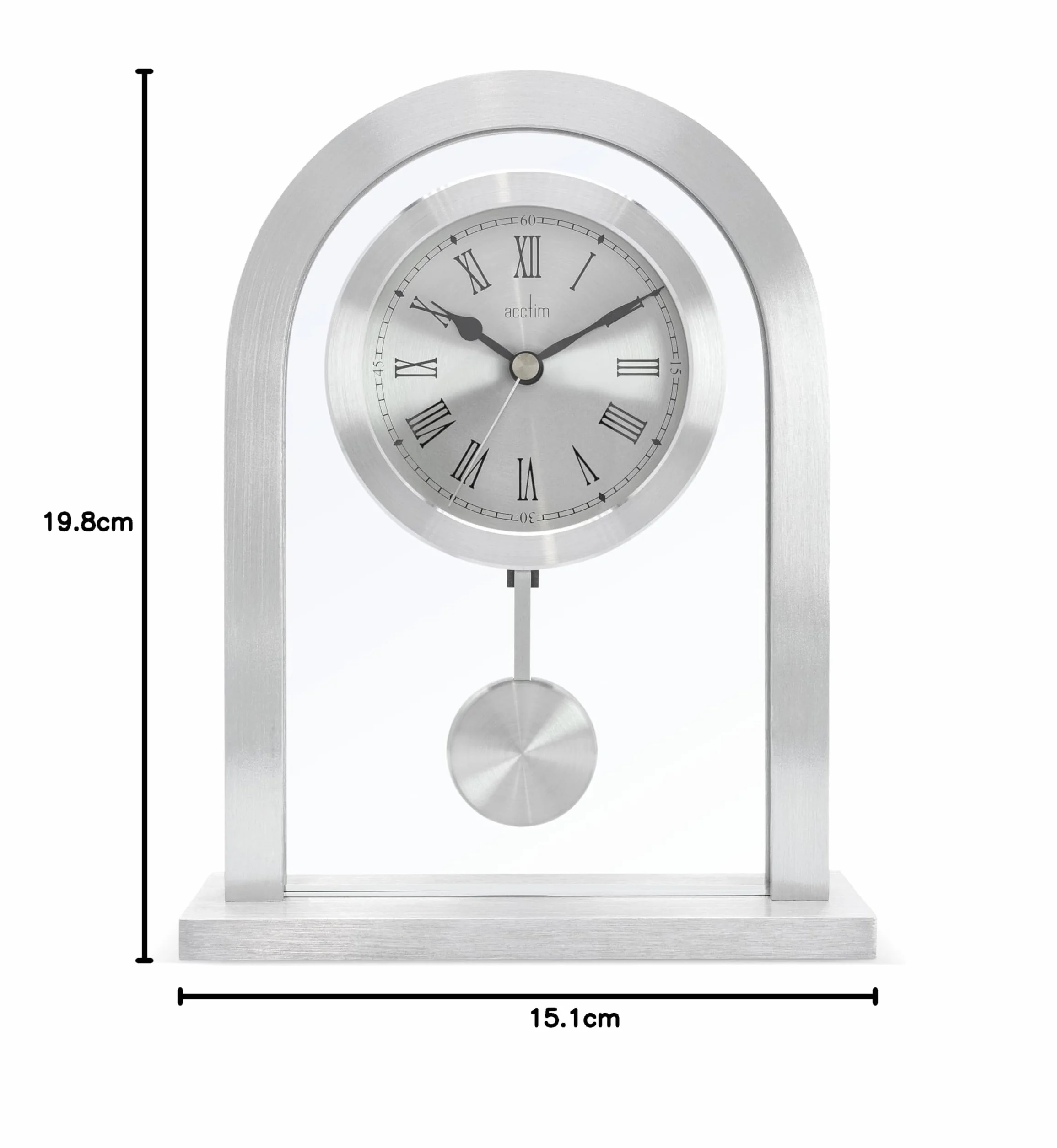Acctim Pendule de cheminée argentée en Verre 200 x 165 x 50 mm