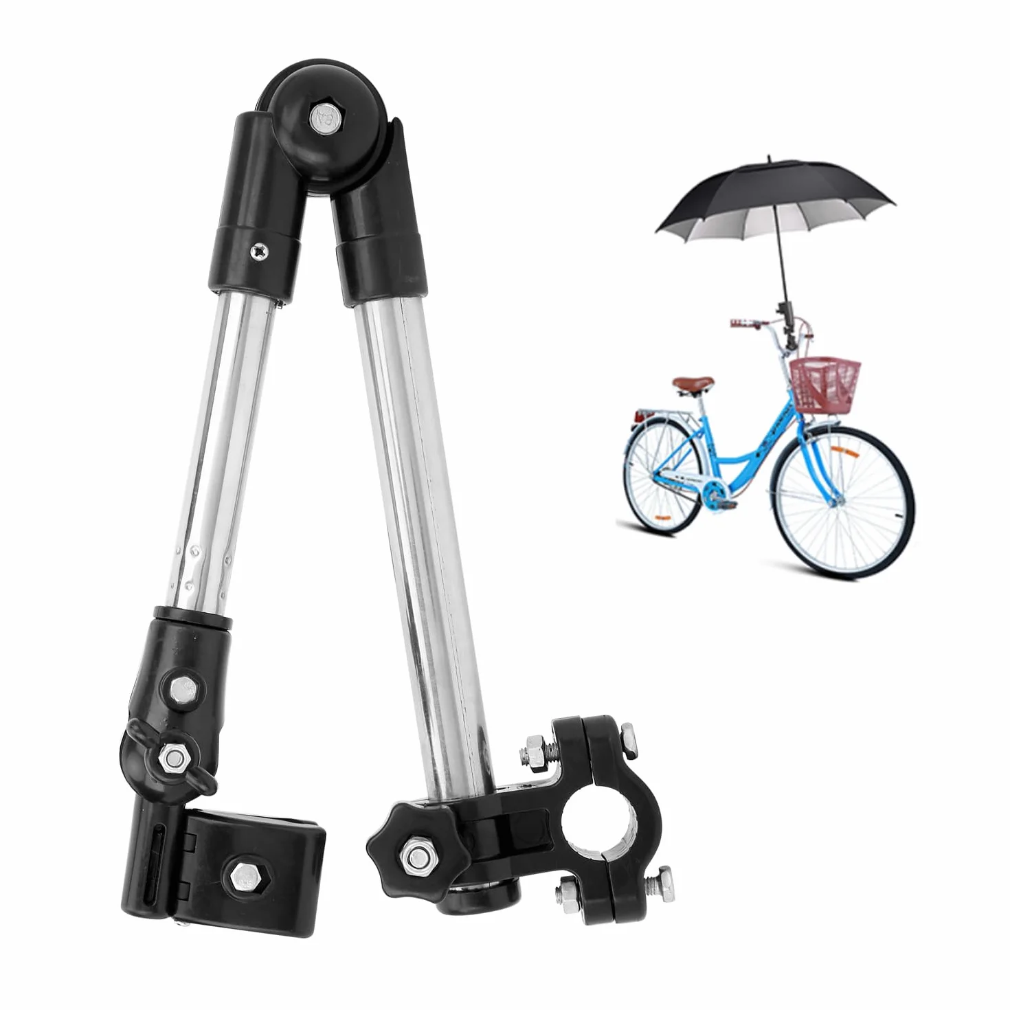 Porte Parapluie pour Poussette, Support Réglable en Acier Inoxydable pour Vélo