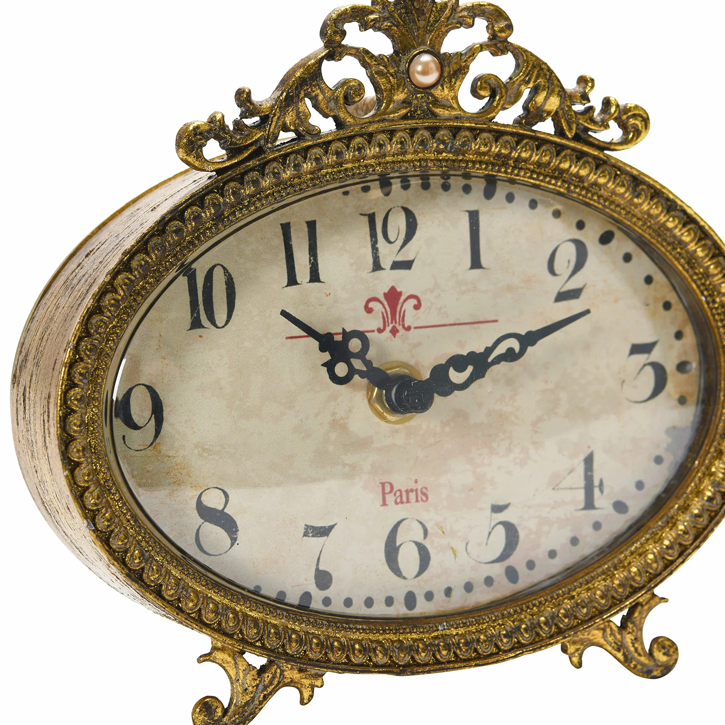 Creative Co-op Horloge de cheminée en étain vieilli finition dorée