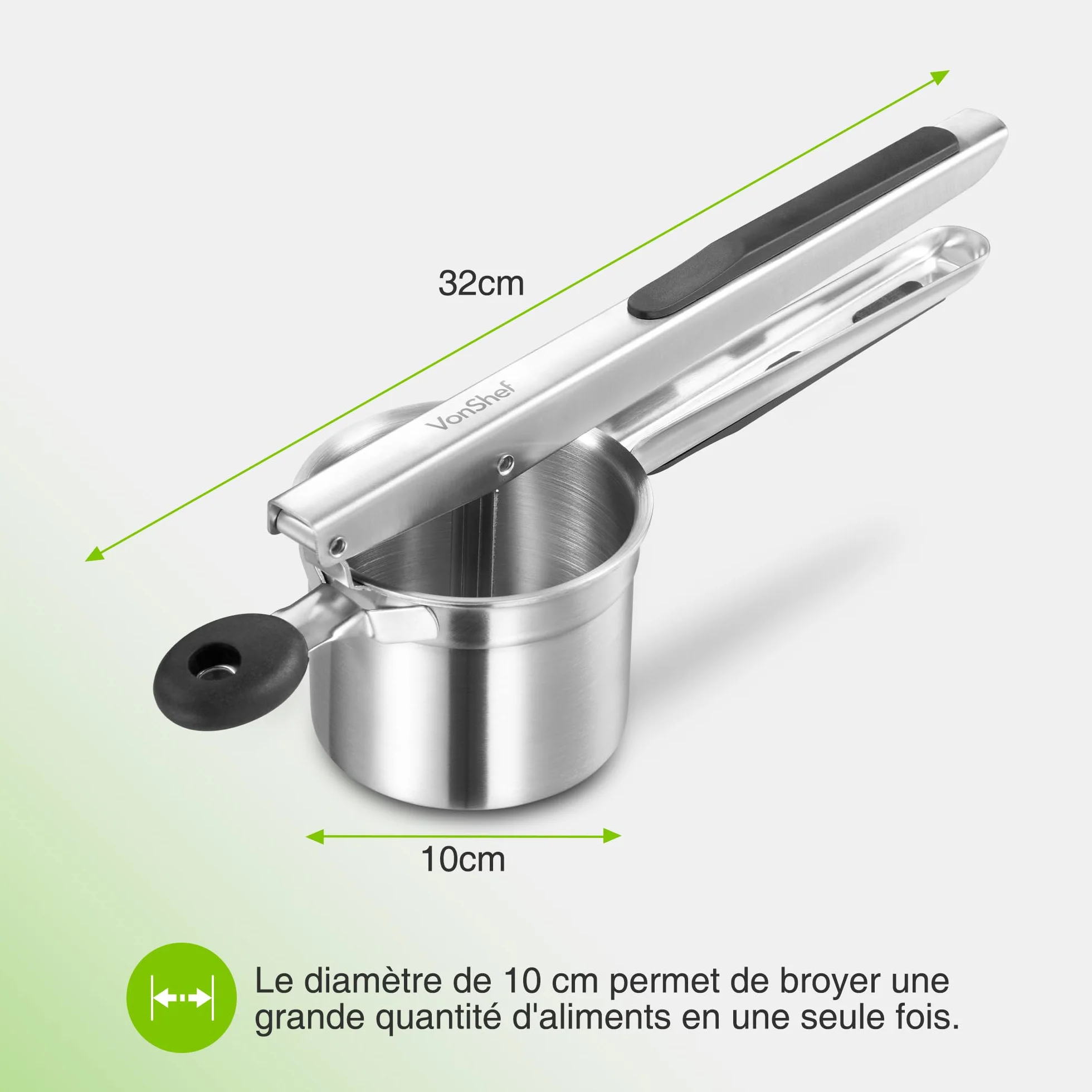 VonShef Presse-Purée Acier Inoxydable pour Fruits et Légumes