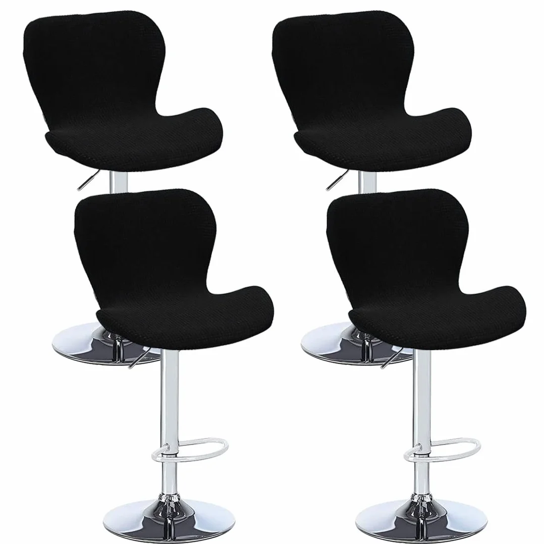 Levoberg 4PCS Housse de Tabouret de Bar Incurvé Extensible avec Dossier Élastique Noir