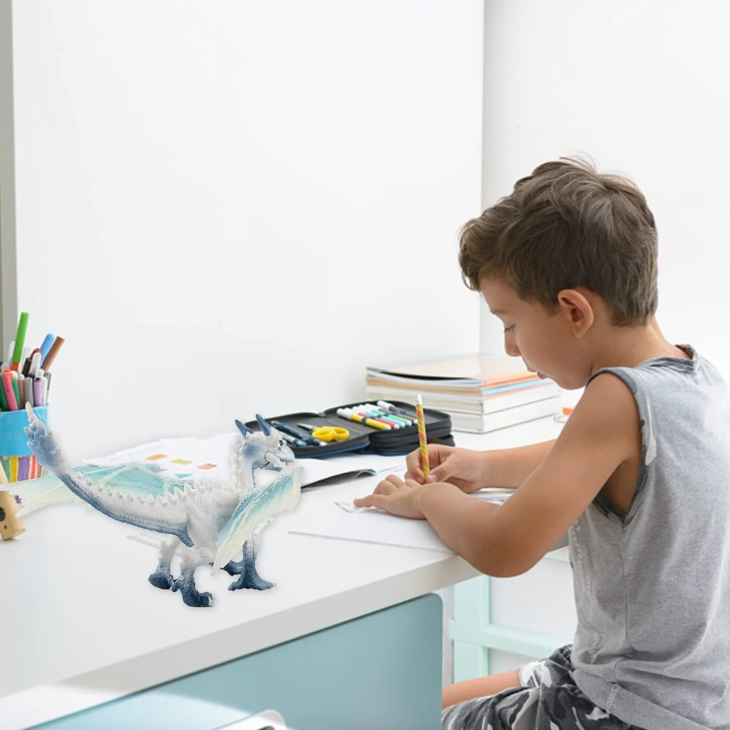 Figurine Gâteau Dinosaure Dragon de Glace Jouet Action Fête Noël Cadeau Enfants