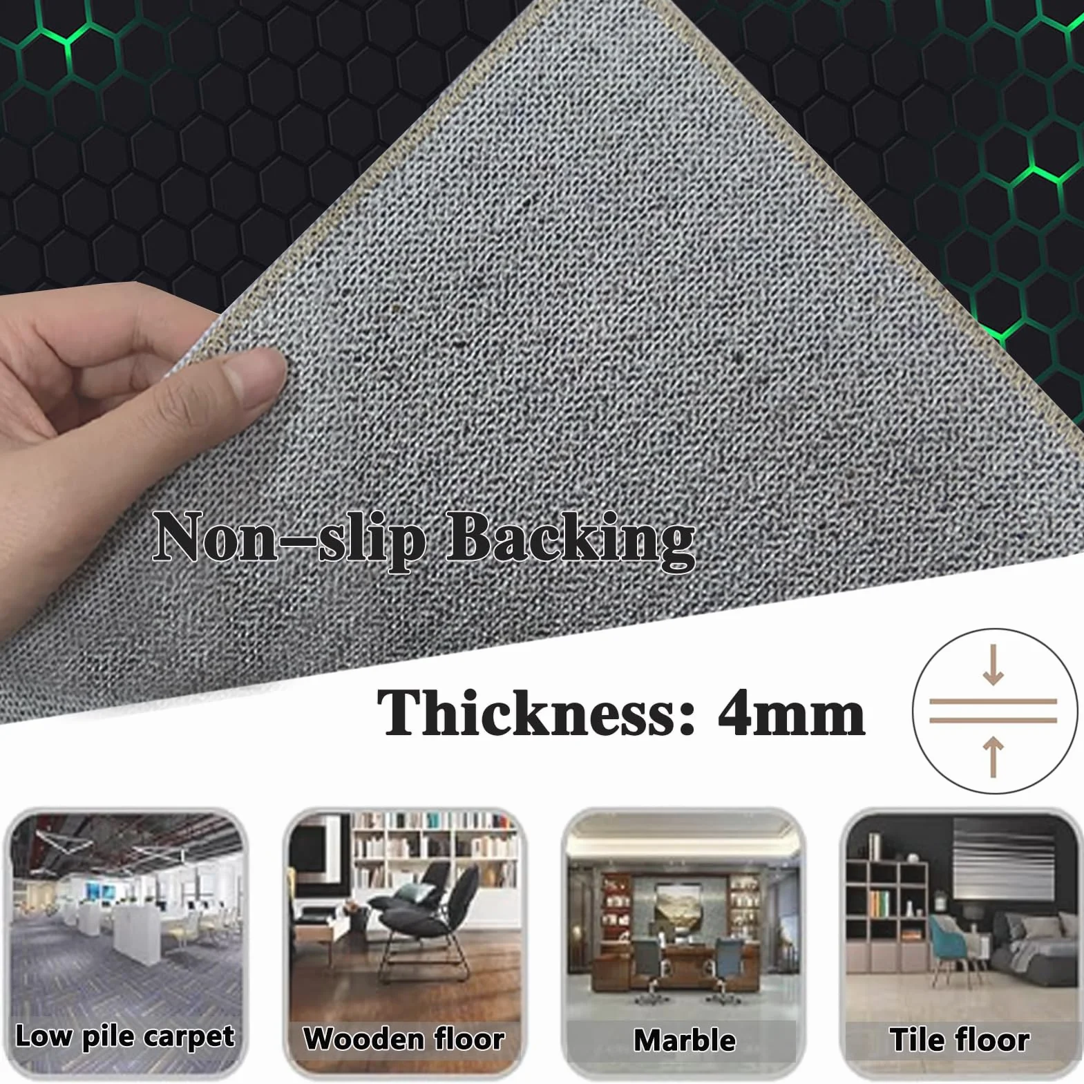 Tapis Gaming Sol, Tapis de Protection du Sol pour Chaise de Bureau, Tapis de Sol Gamer, Tapis Chaise de Bureau Gaming Antidérapant, Tapis Protège-Sol pour Parquet, Carrelage et Sol Dur 160 x 180 cm