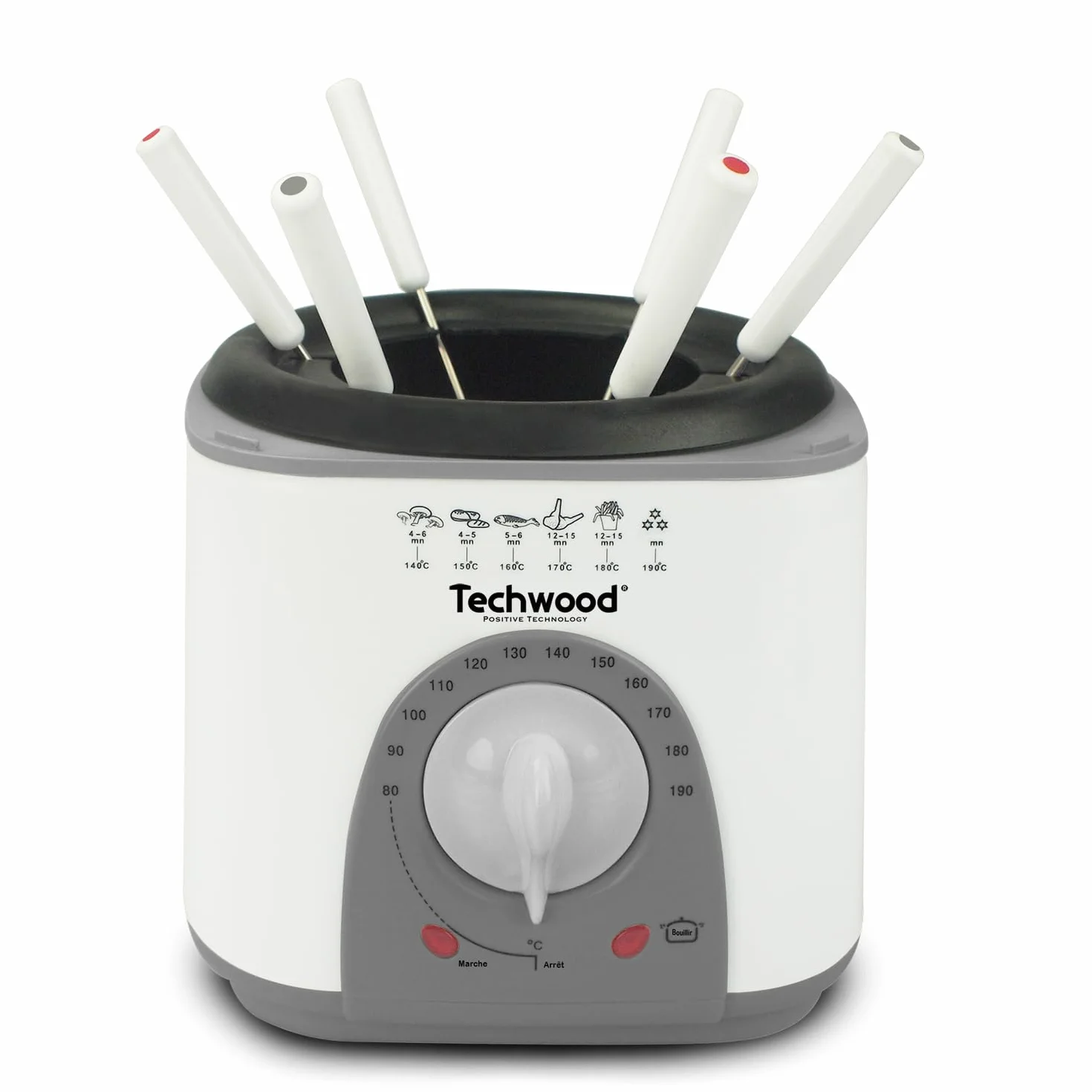 Fondue/Friteuse 1 L - Techwood TFF-81 - Puissance 950W - thermostat réglable de 80 à 190°C - Panier à friture-poignée détachable