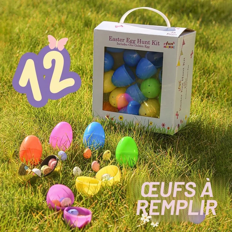 TRIXES Lot de 12 Œufs de Pâques Vides Colorés Remplissez de Surprise