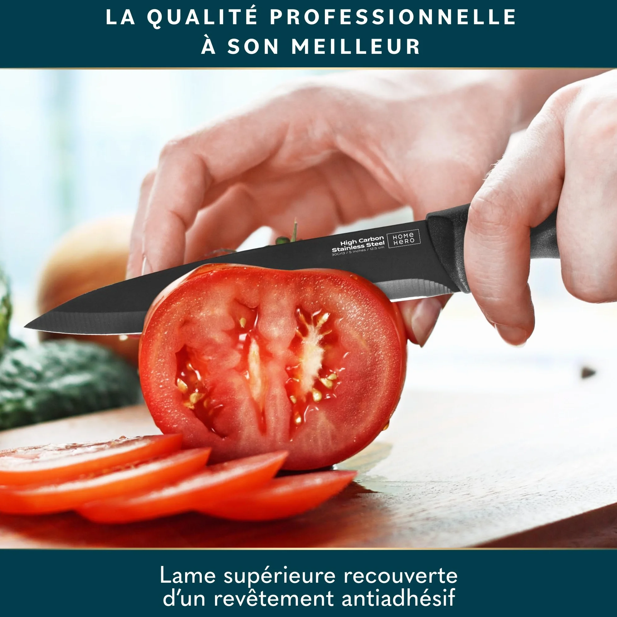 Home Hero Couteau Cuisine en Acier Inoxydable - Santoku Couteau Japonais - Couteau Office - Couteaux et Ustensiles de Cuisine