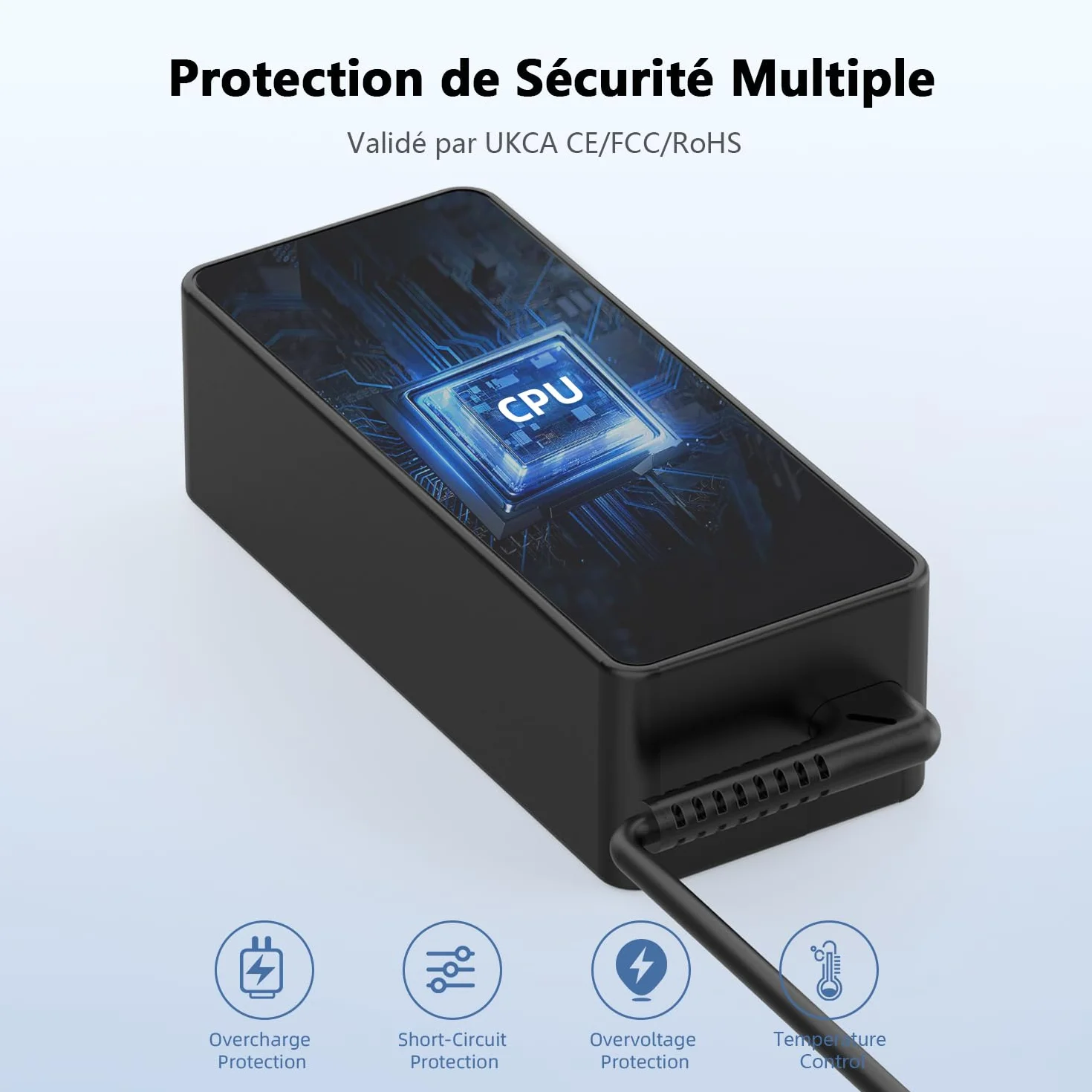 Chargeur USB C 100W, Adaptateur Type C pour MacBook Pro/Air Lenovo Thinkpad Dell Latitude HP Chromebook