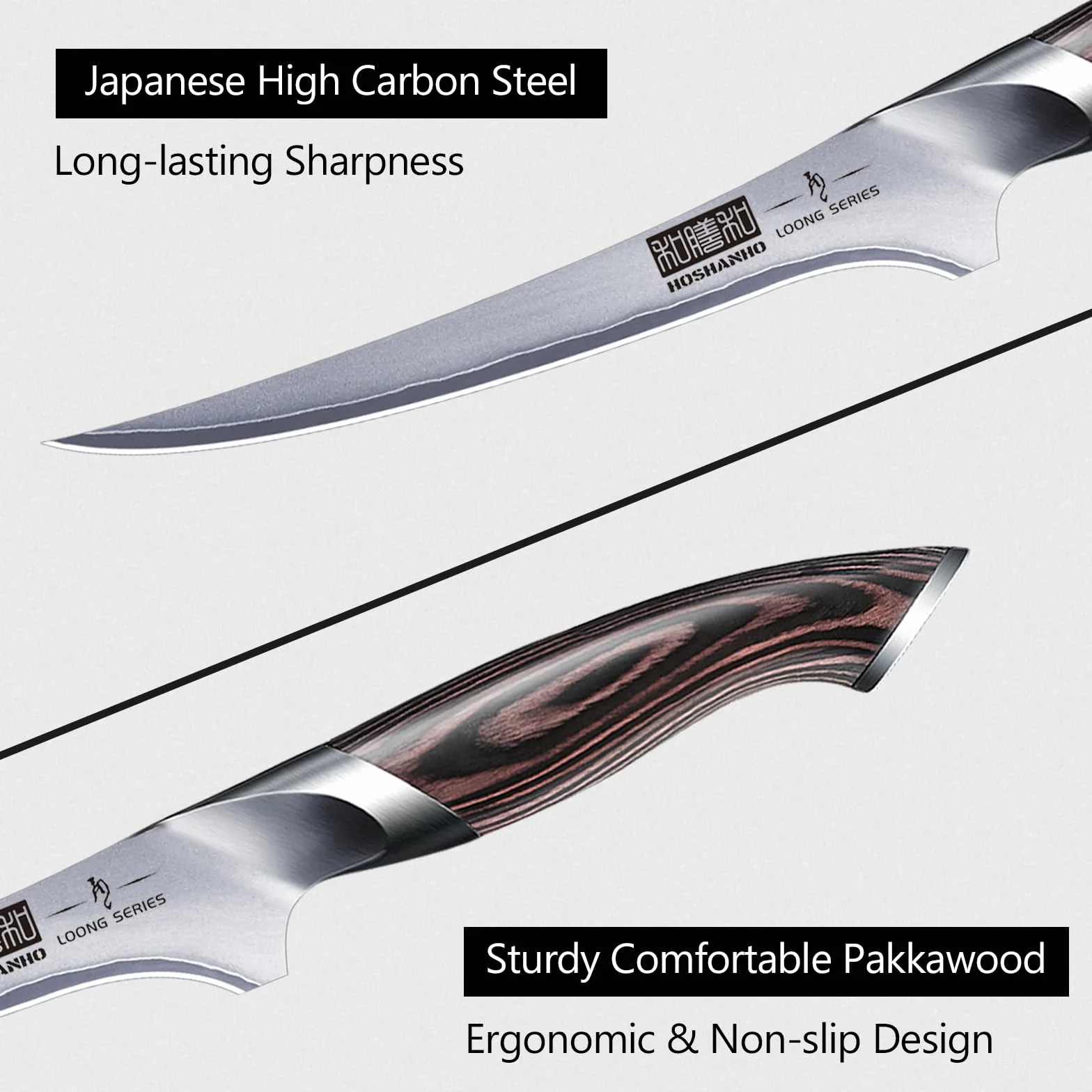 HOSHANHO Couteau à Filet Japonais 18cm Acier Haute Teneur en Carbone
