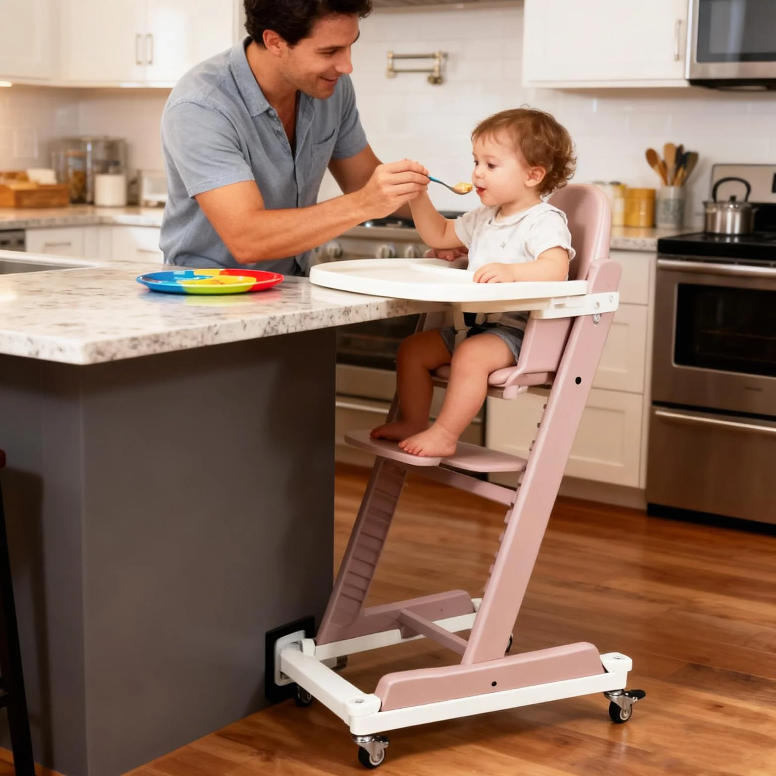 Roulette Compatible avec Stokke Tripp Trapp, Silencieuses Roulette Rotation à 360 Degrés Sans Rayures avec Verrous de Sécurité pour Tous les sols