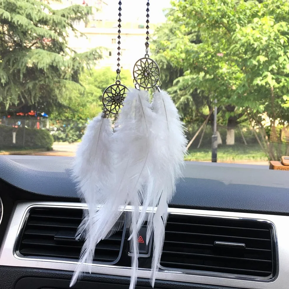 Attrape-rêves voiture décoration suspendre cristal pendentif cadeau fille blanc