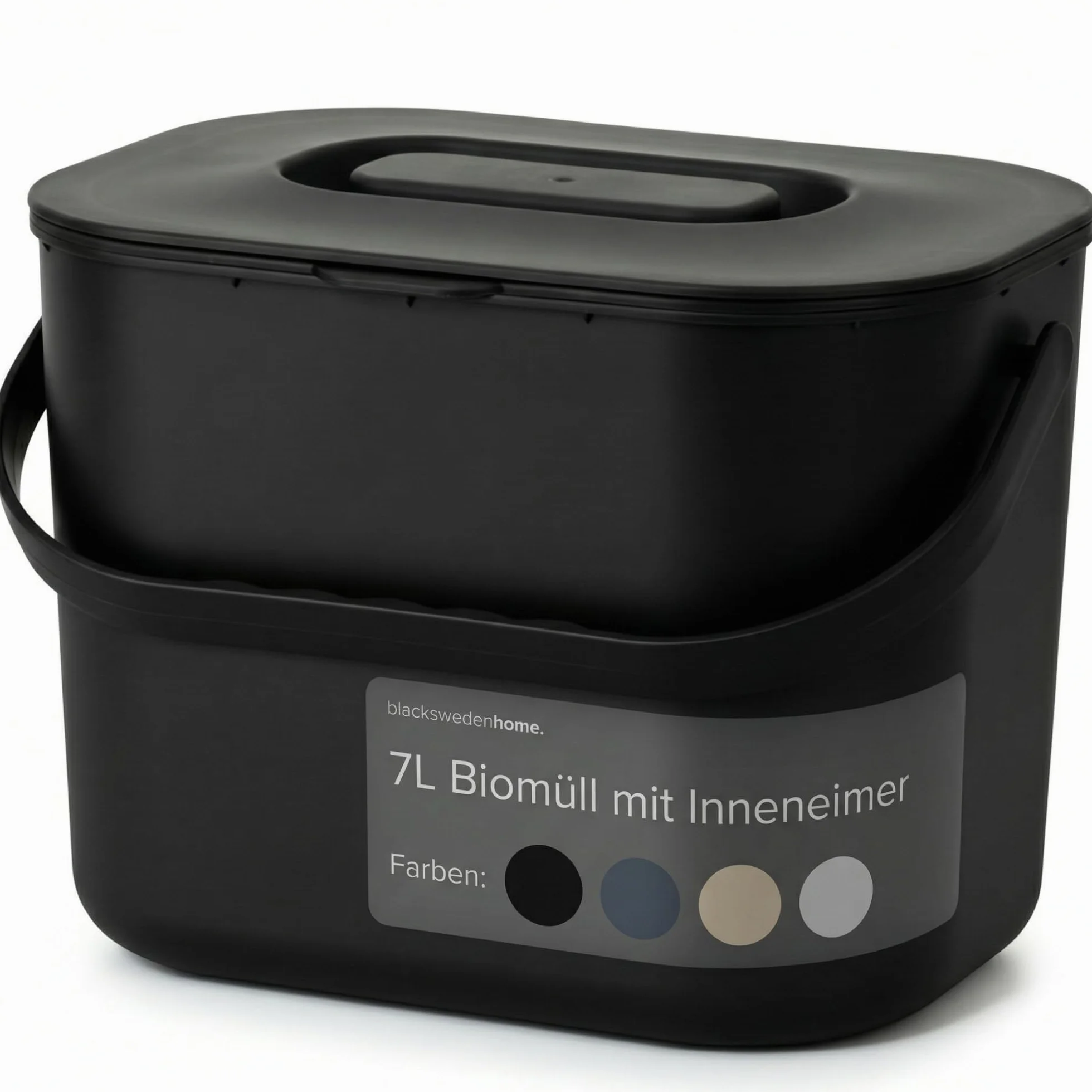Seau à Déchets Alimentaires 7L Inodore avec Couvercle Passe au Lave-Vaisselle - Poubelle de Cuisine pour Compost Noir
