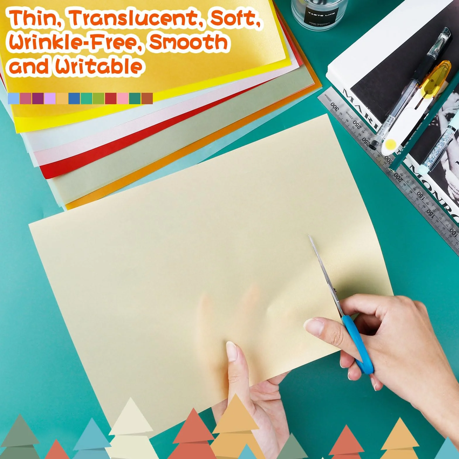 Dadabig 50 Feuilles Papier Calque A4, Papier Vitrail Couleur 100 g/m² pour Artisanat DIY