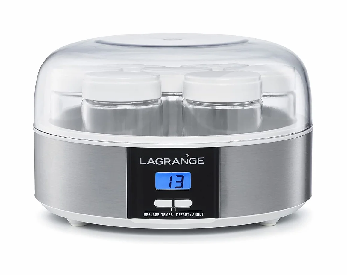 LAGRANGE, Yaourtière, 7 pots en verre, 1L, programmable 15h, arrêt automatique, signal sonore, 13 W, 439101