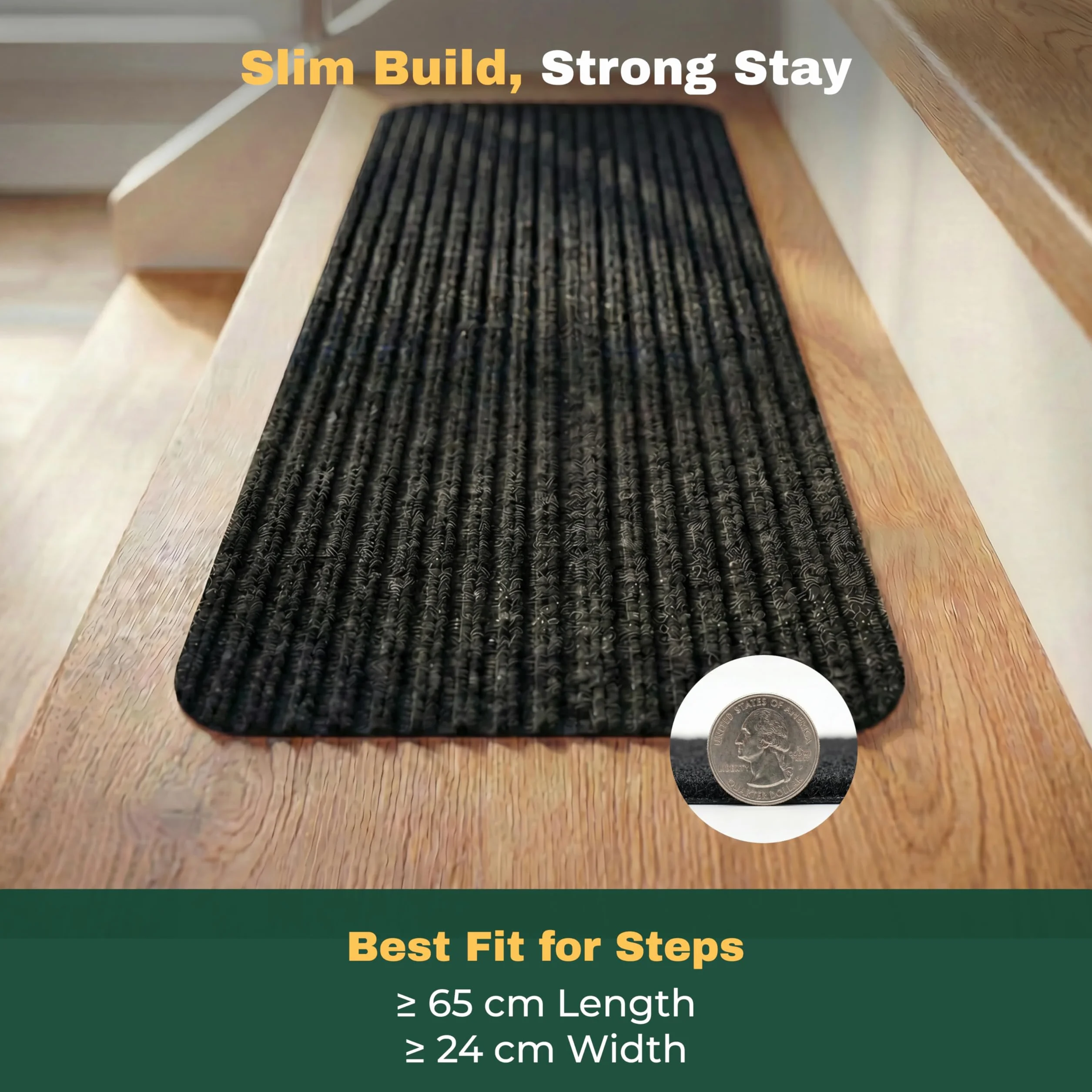 MBIGM Lot de 15 Marchettes d'escalier 20x65 cm Tapis de sécurité Antidérapant Noir