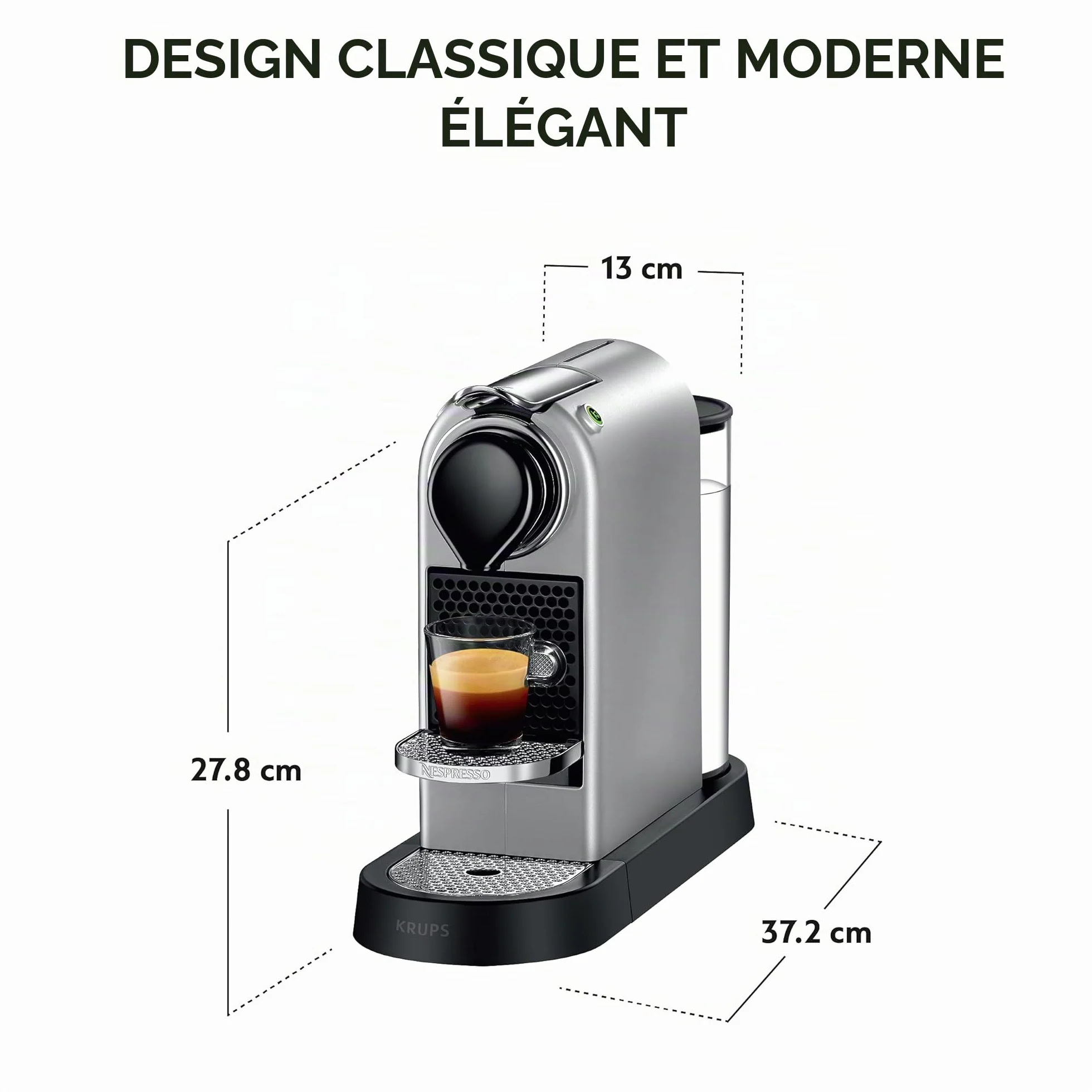 Machine à Café Nespresso Krups Citiz Argent Cafetière à Capsules XN741B10