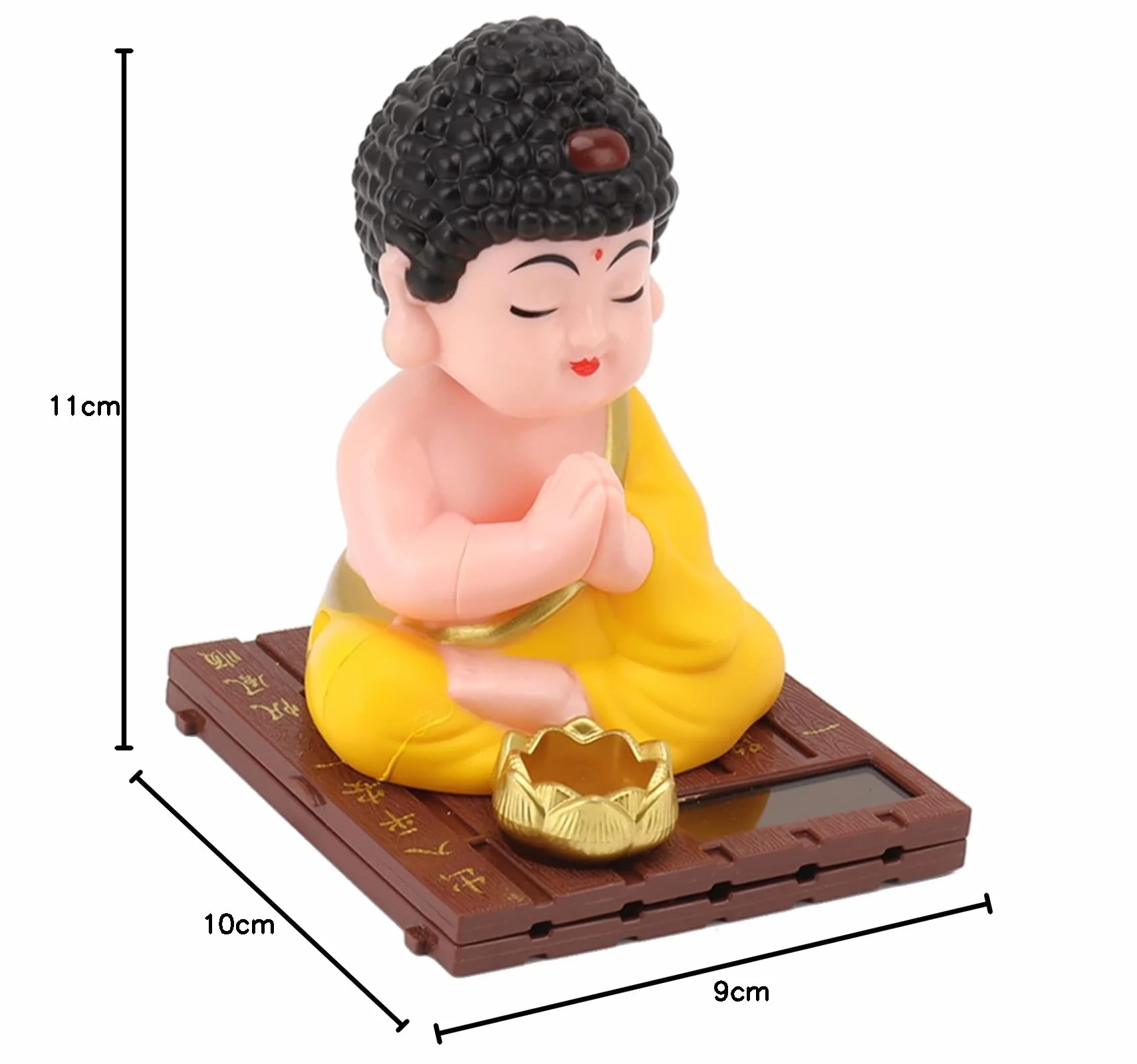 Figurine de Bouddha Hochant la Tête Solaire, Statue en Plastique Couleurs Vives pour Maison Voiture Bureau