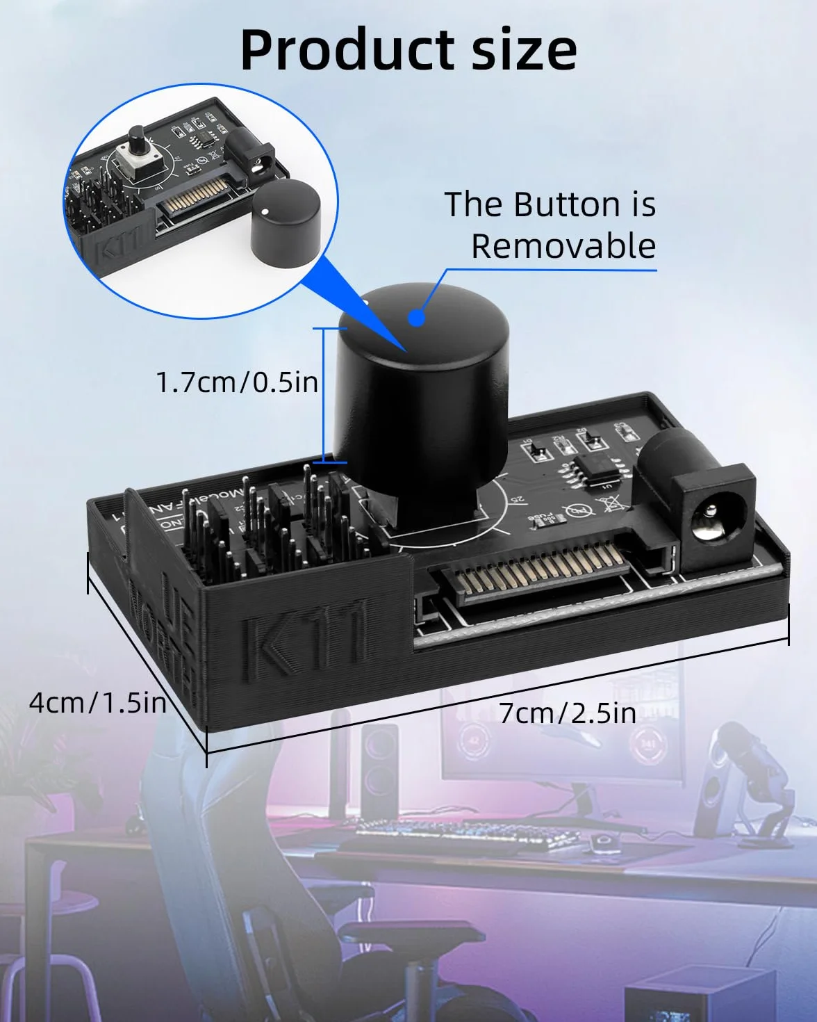 GELRHONR Kontroler wentylatora PWM, 6-portowy, 4-pinowy, 12 V PWM-PC, wejście prądu SATA i DC 5521, czarny (PWM 1-6)