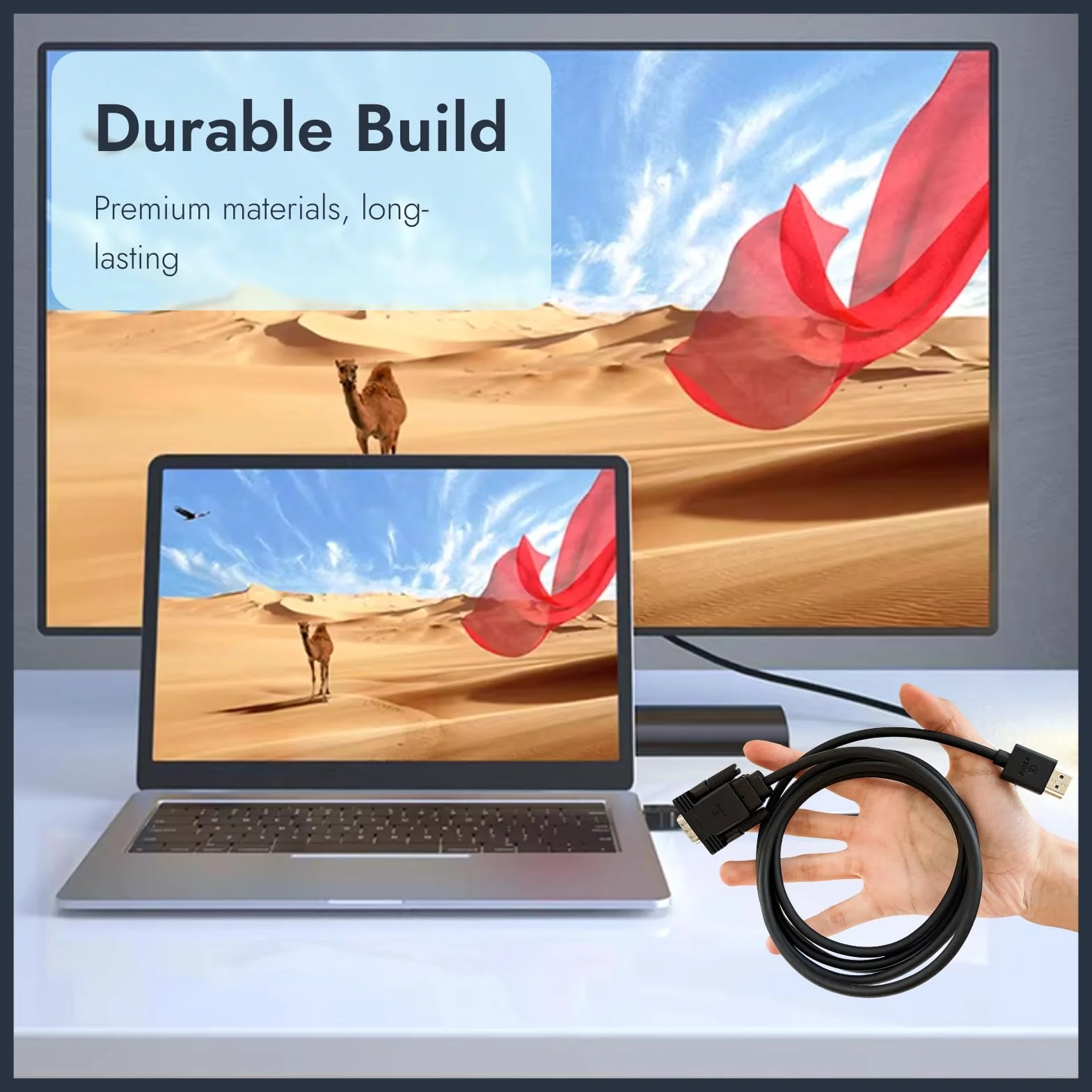 Câble HDMI vers VGA 1,8 M Convertisseur Actif Full HD 1080p HDMI Mâle vers VGA Mâle
