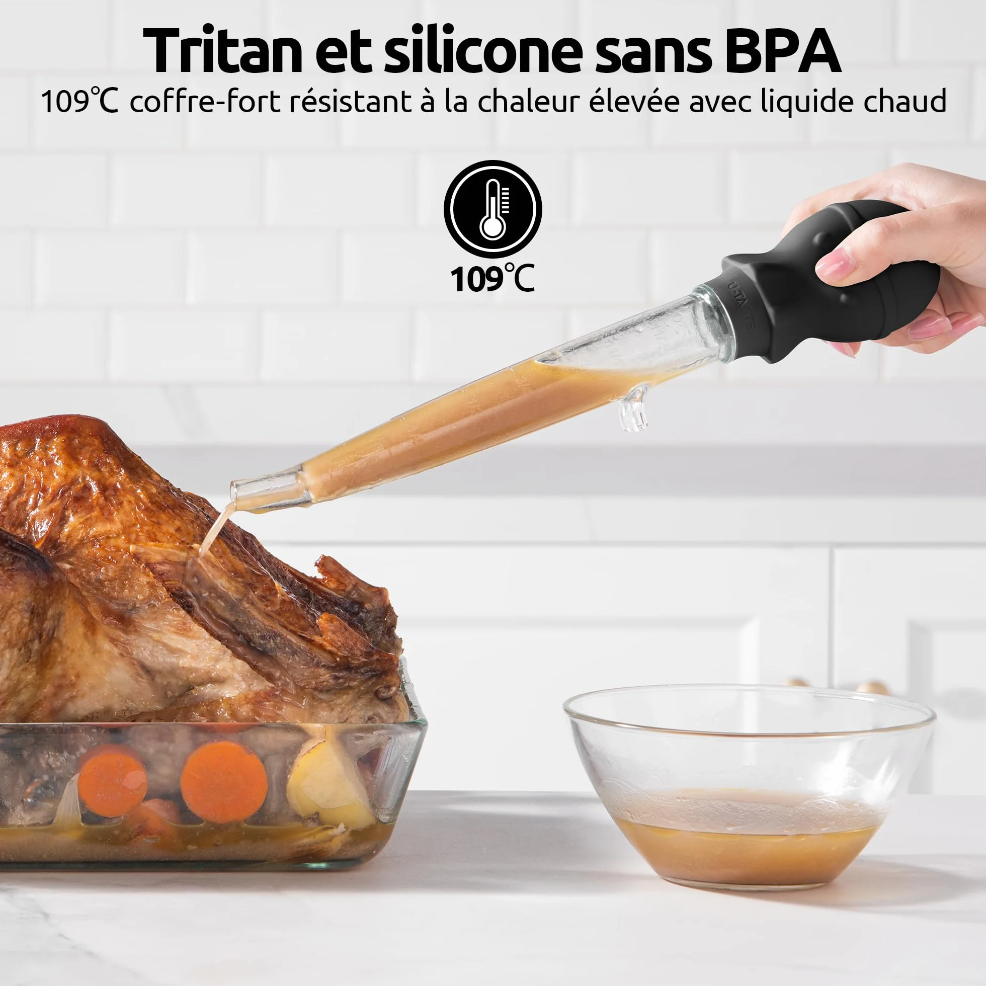U-Taste Poire à dinde coudée 42,5 g Tritan silicone alimentaire noir