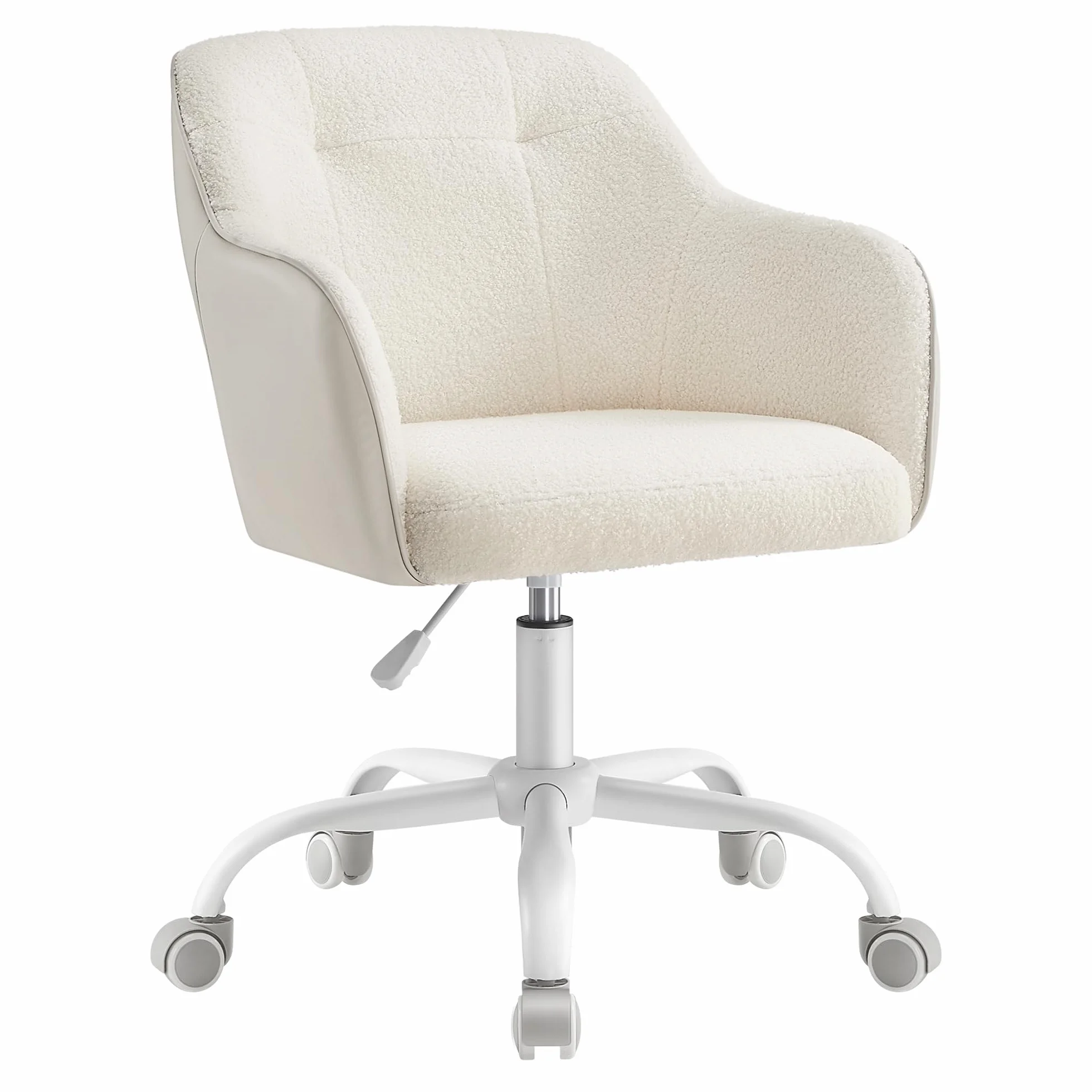 SONGMICS Chaise de Bureau Ergonomique Pivotante Réglable en Hauteur 110 kg Acier Tissu Peluche Respirant PU Beige Cappuccino