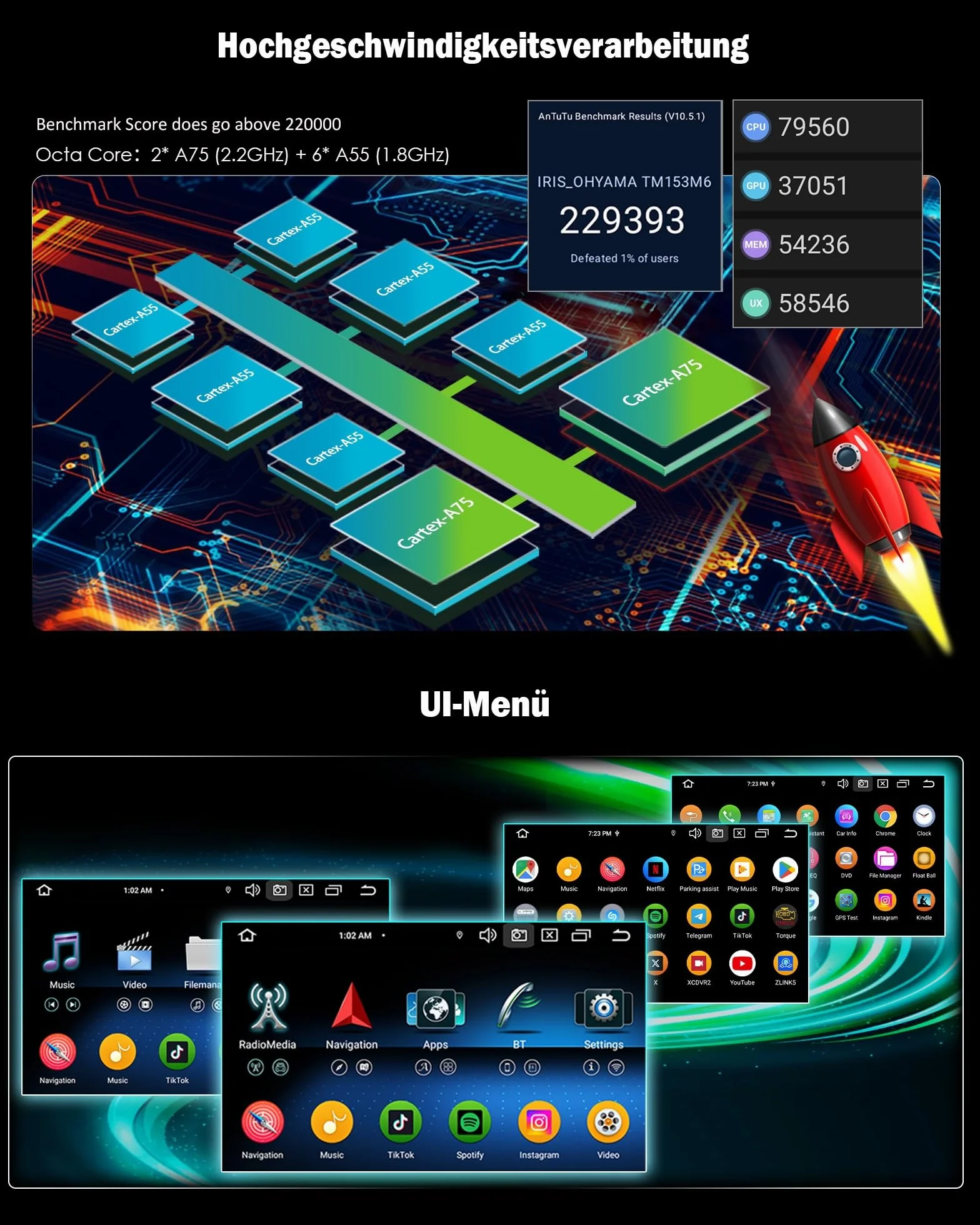 Erisin 8-rdzeniowy 4 GB + 64 GB Android 14 GPS radio samochodowe Bluetooth 5.0 z nawigacją do Fiat 500/500C/500S 2008-2015 500E 7 cali ekran dotykowy obsługuje bezprzewodowy CarPlay Android Auto WiFi
