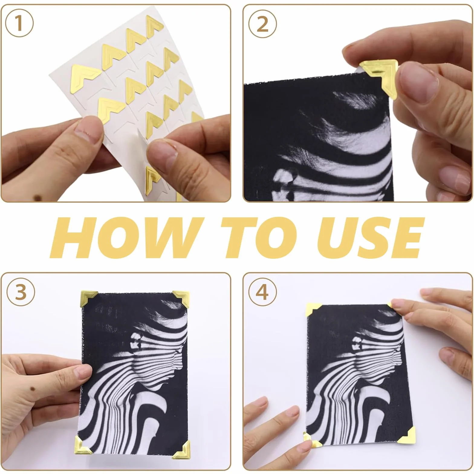 240 Coins Photos Autocollants Doré, Papiers de Coin Photo pour Album Scrapbooking DIY
