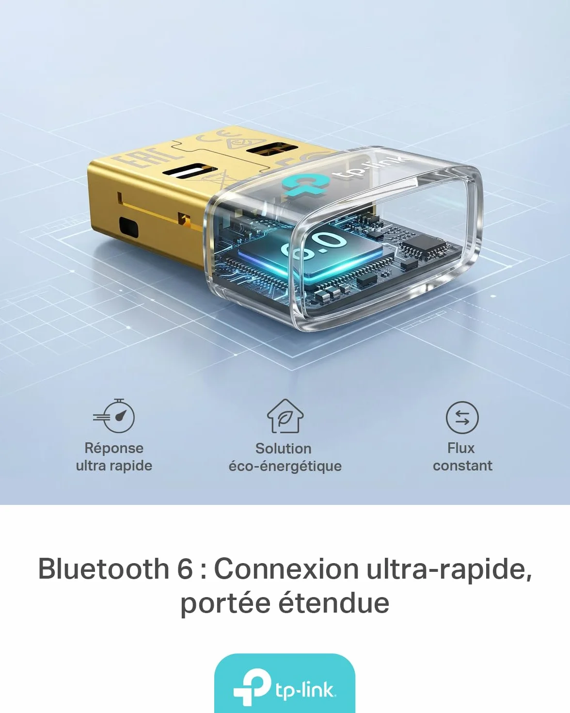 TP-Link UB600 Clé Bluetooth 6.0 USB Nano Adaptateur Ultra-Compact Compatible Windows 11/10/8.1/7