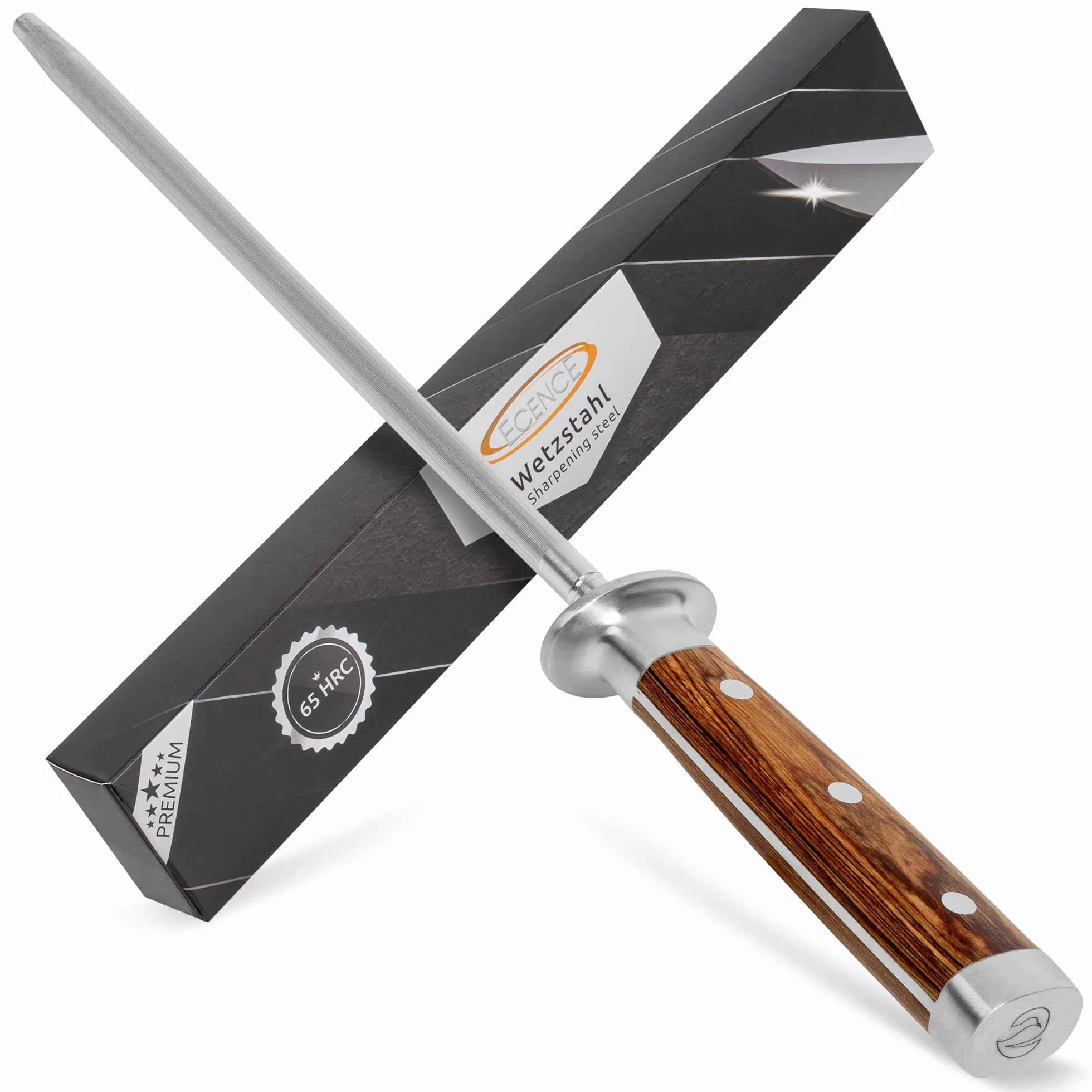 ECENCE Fusil à Aiguiser en acier inoxydable 65HRC, 39cm, cuisine professionnel