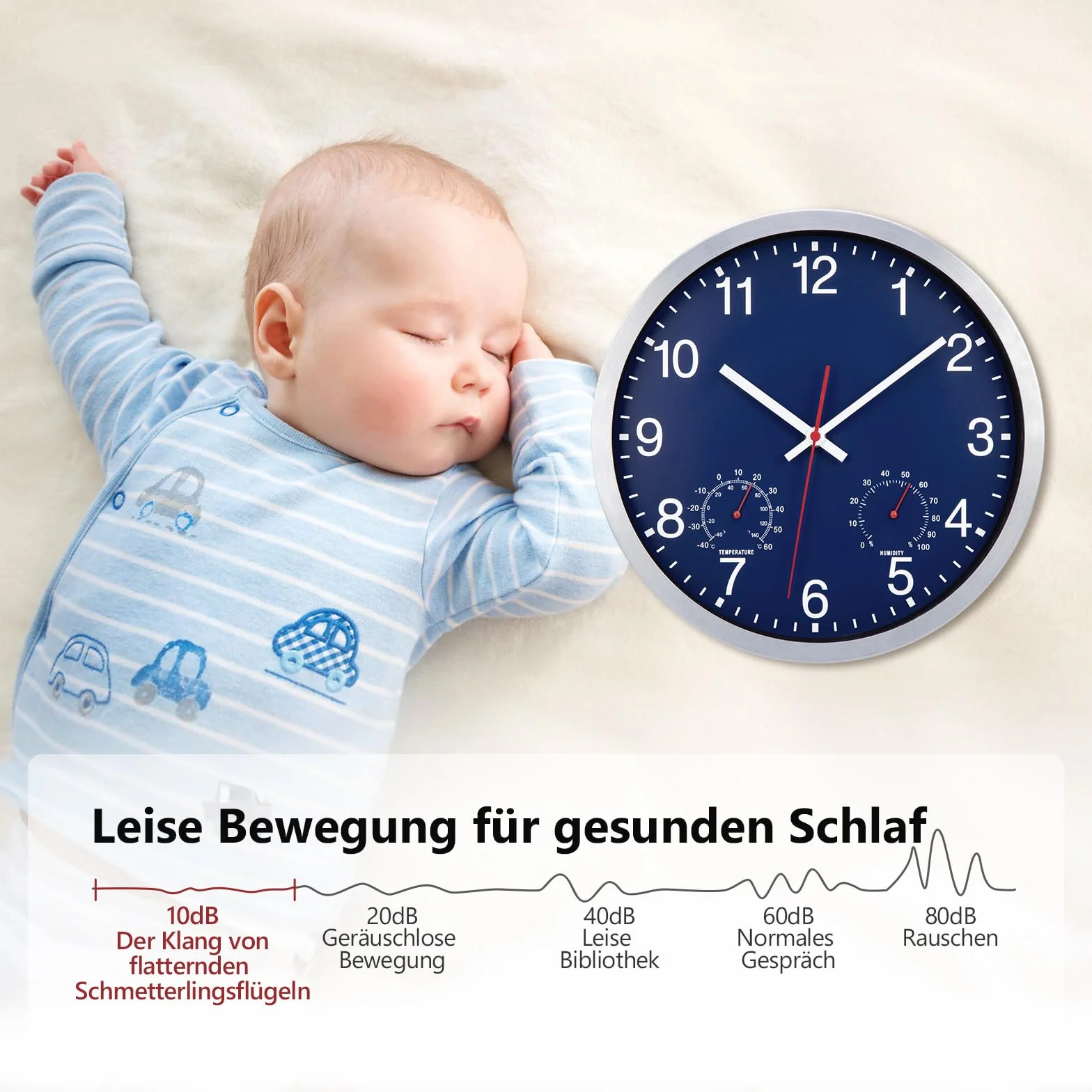 ACCSHINE Horloge Murale Extérieure 30 cm étanche avec Affichage Température Humidité
