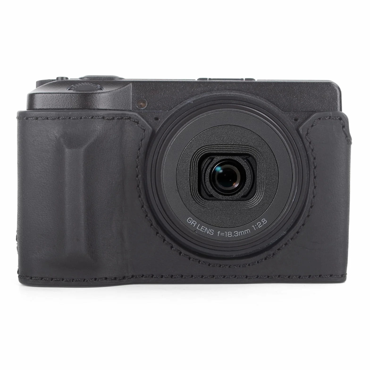 MUZIRI KENOKOO Półetui na aparat Ricoh GR IV GR III, etui ochronne premium z prawdziwej skóry, kompatybilne z aparatem cyfrowym GR IV/GR III, z otworem na spodzie i uchwytem, czarny, Retro